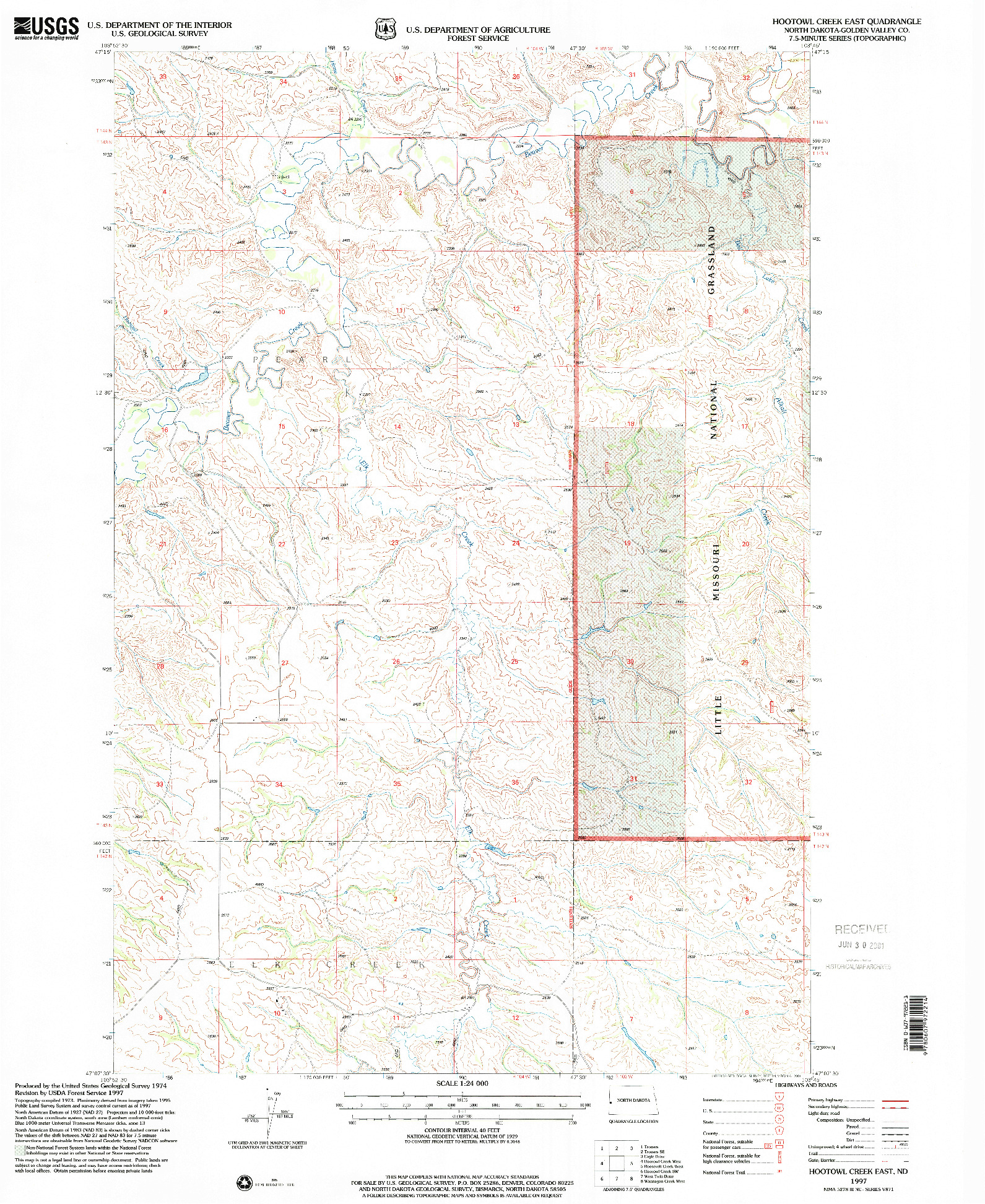 USGS 1:24000-SCALE QUADRANGLE FOR HOOTOWL CREEK EAST, ND 1997