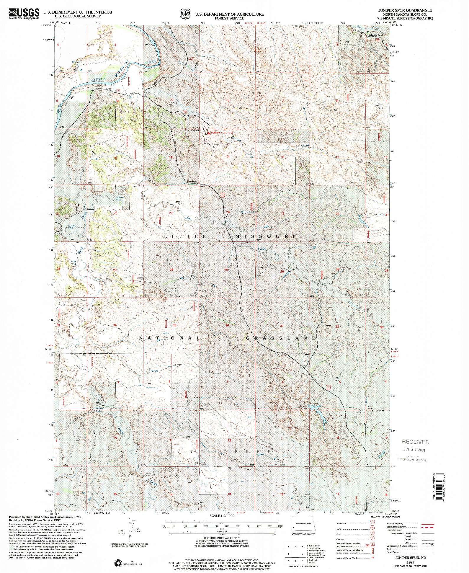 USGS 1:24000-SCALE QUADRANGLE FOR JUNIPER SPUR, ND 1997