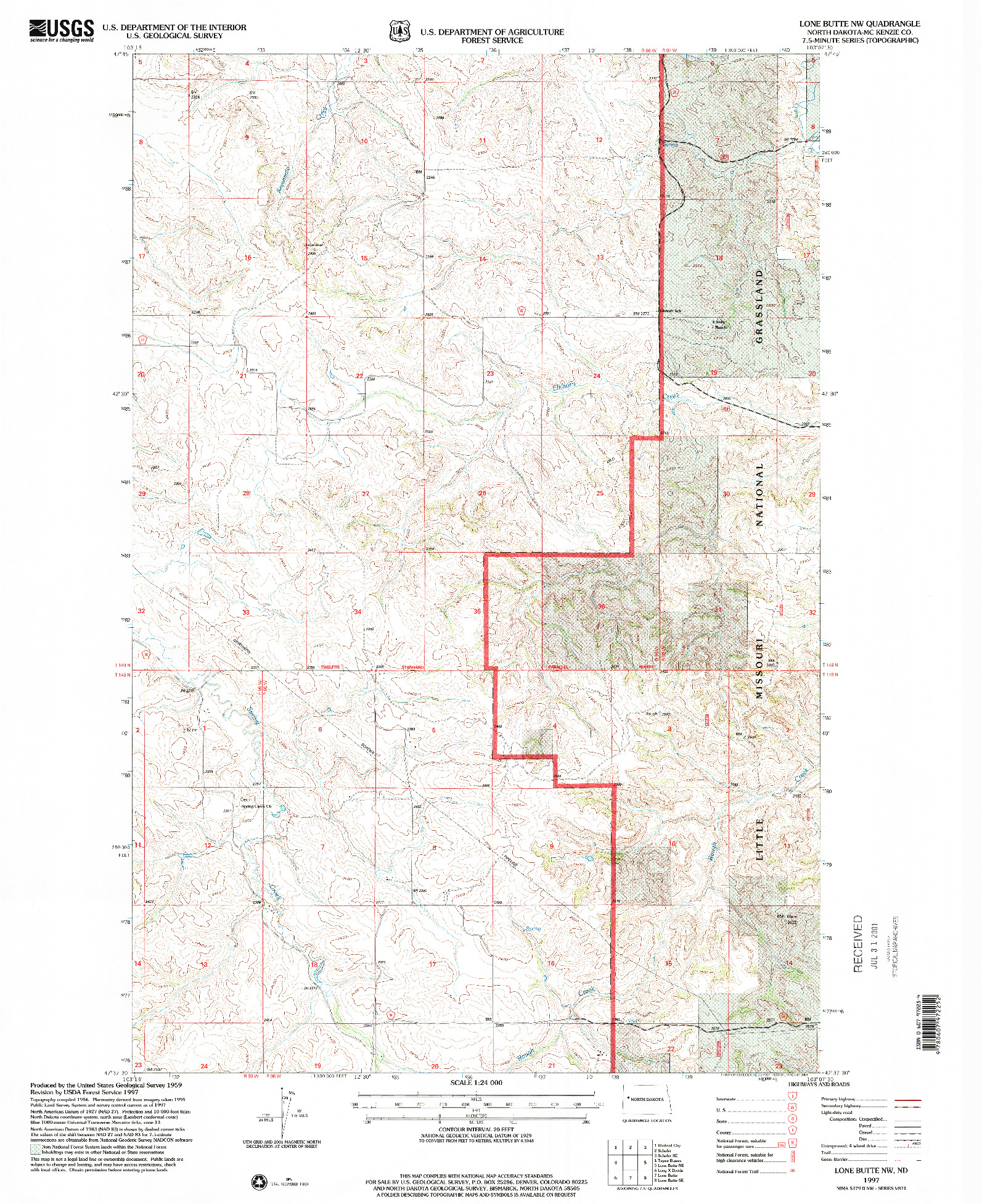 USGS 1:24000-SCALE QUADRANGLE FOR LONE BUTTE NW, ND 1997