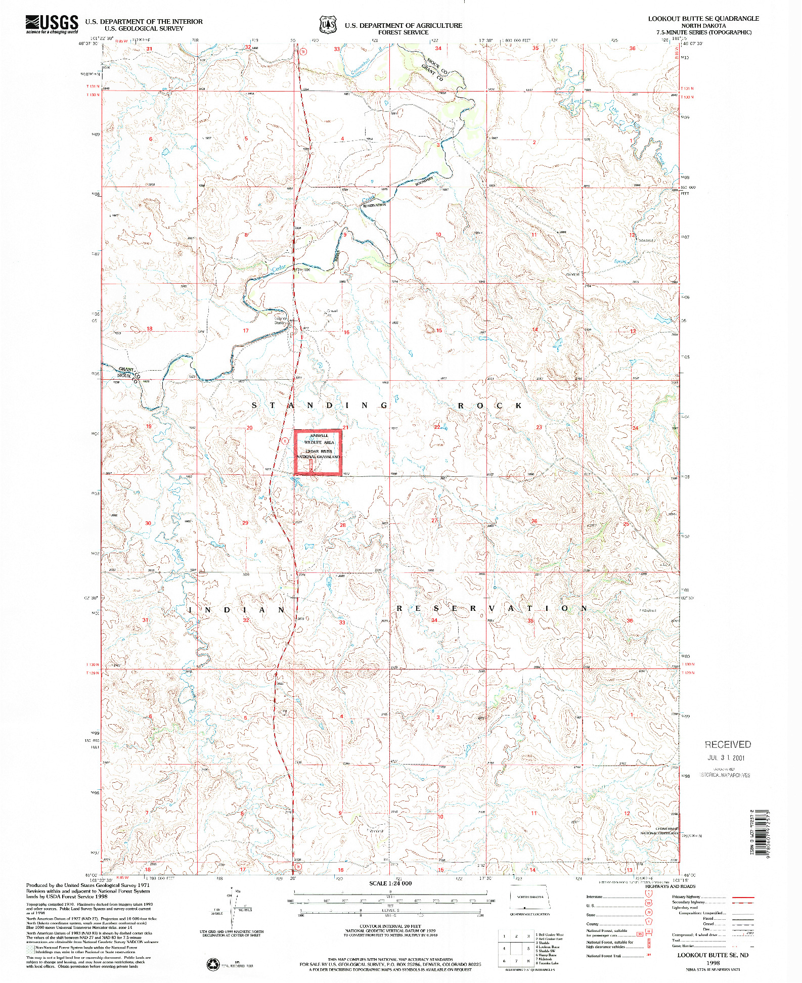 USGS 1:24000-SCALE QUADRANGLE FOR LOOKOUT BUTTE SE, ND 1998