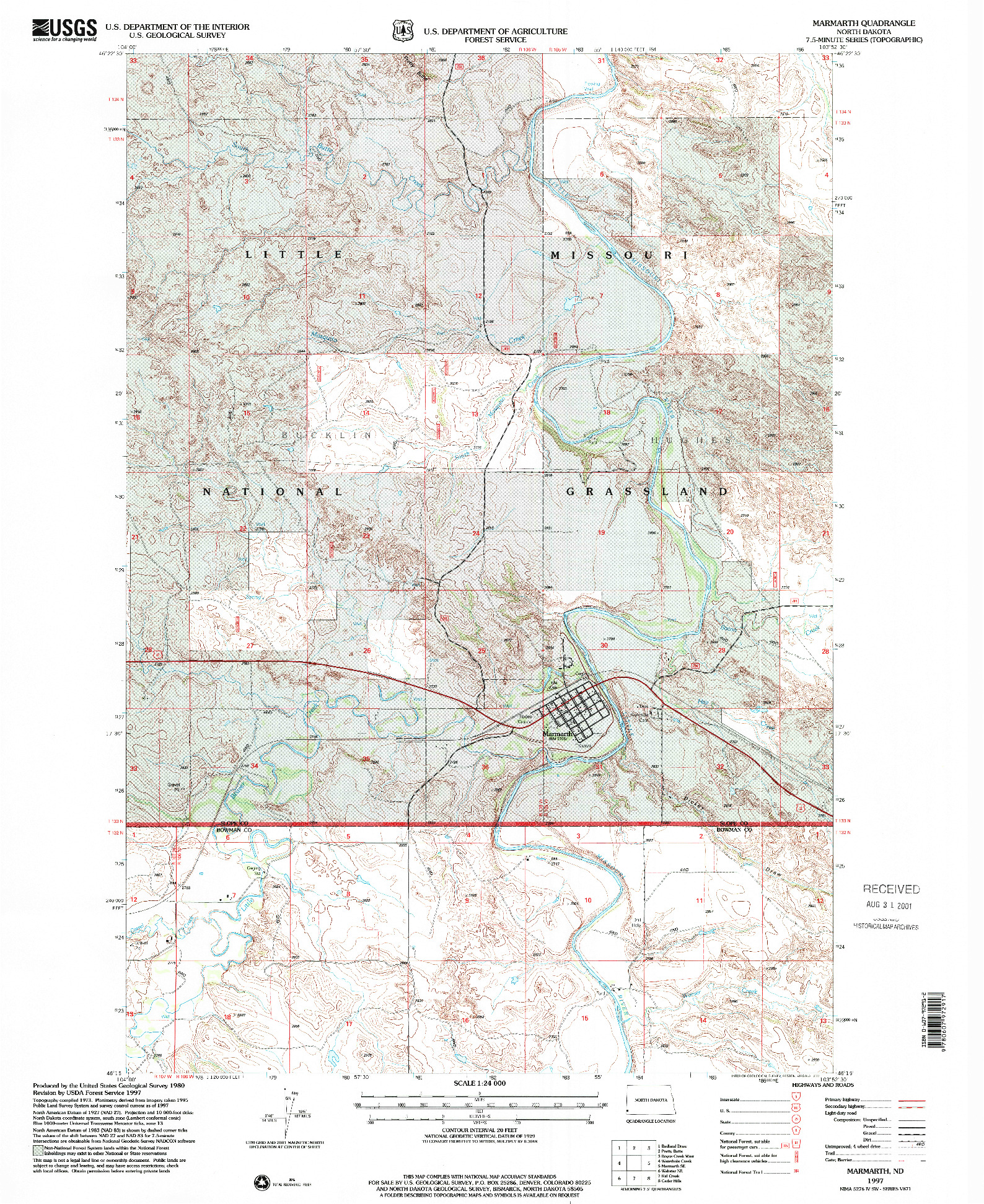USGS 1:24000-SCALE QUADRANGLE FOR MARMARTH, ND 1997