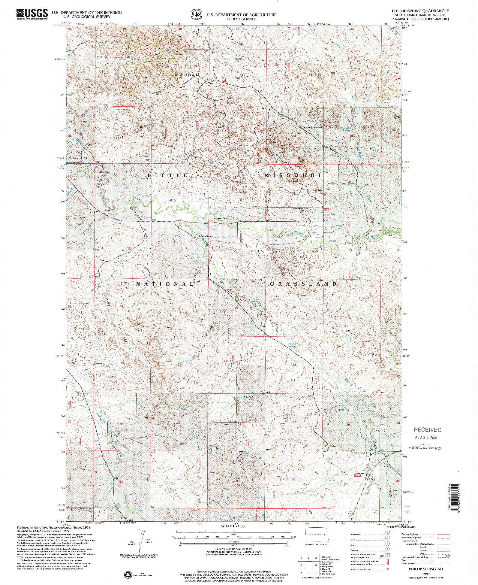 USGS 1:24000-SCALE QUADRANGLE FOR PHILLIP SPRING, ND 1997