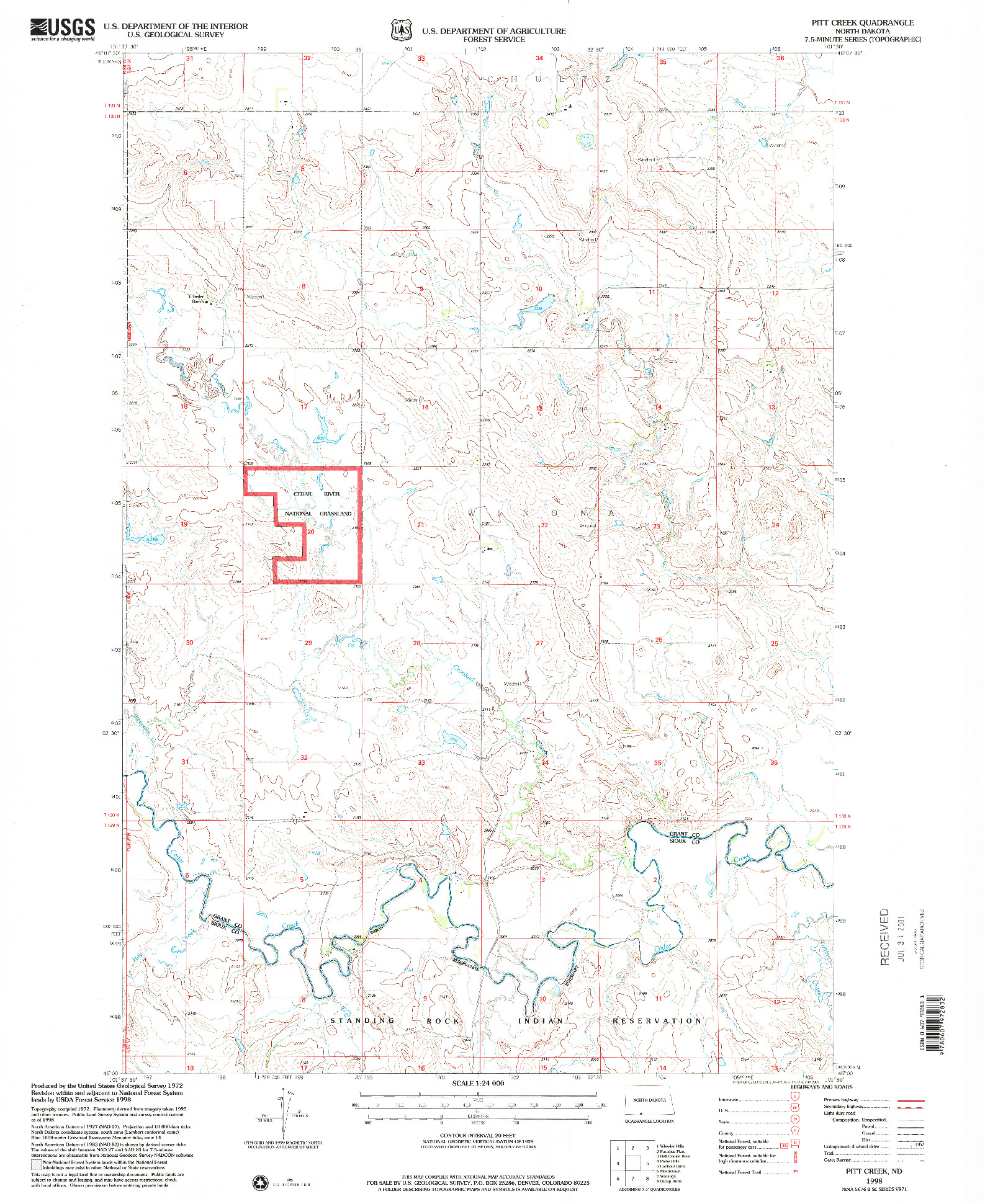 USGS 1:24000-SCALE QUADRANGLE FOR PITT CREEK, ND 1998