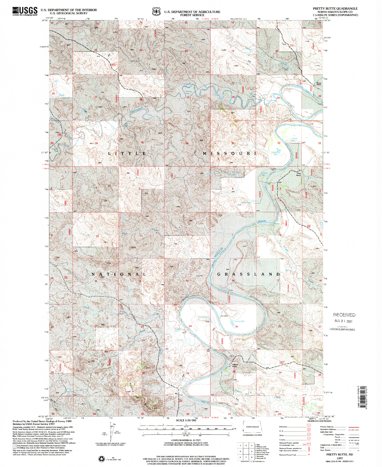 USGS 1:24000-SCALE QUADRANGLE FOR PRETTY BUTTE, ND 1997