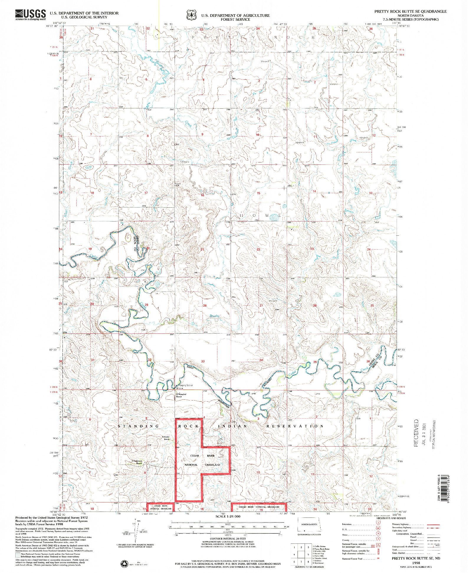 USGS 1:24000-SCALE QUADRANGLE FOR PRETTY ROCK BUTTE SE, ND 1998