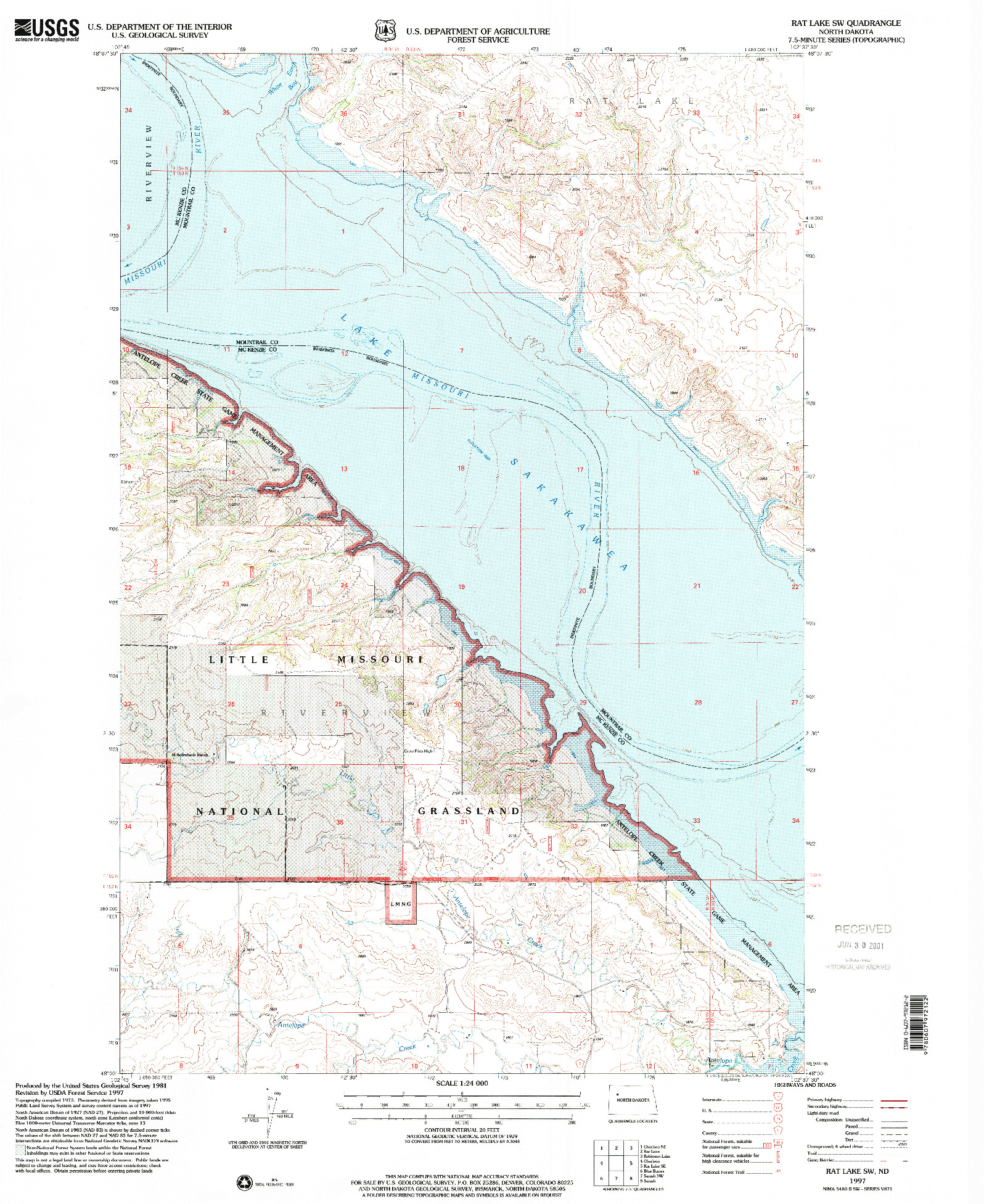 USGS 1:24000-SCALE QUADRANGLE FOR RAT LAKE SW, ND 1997