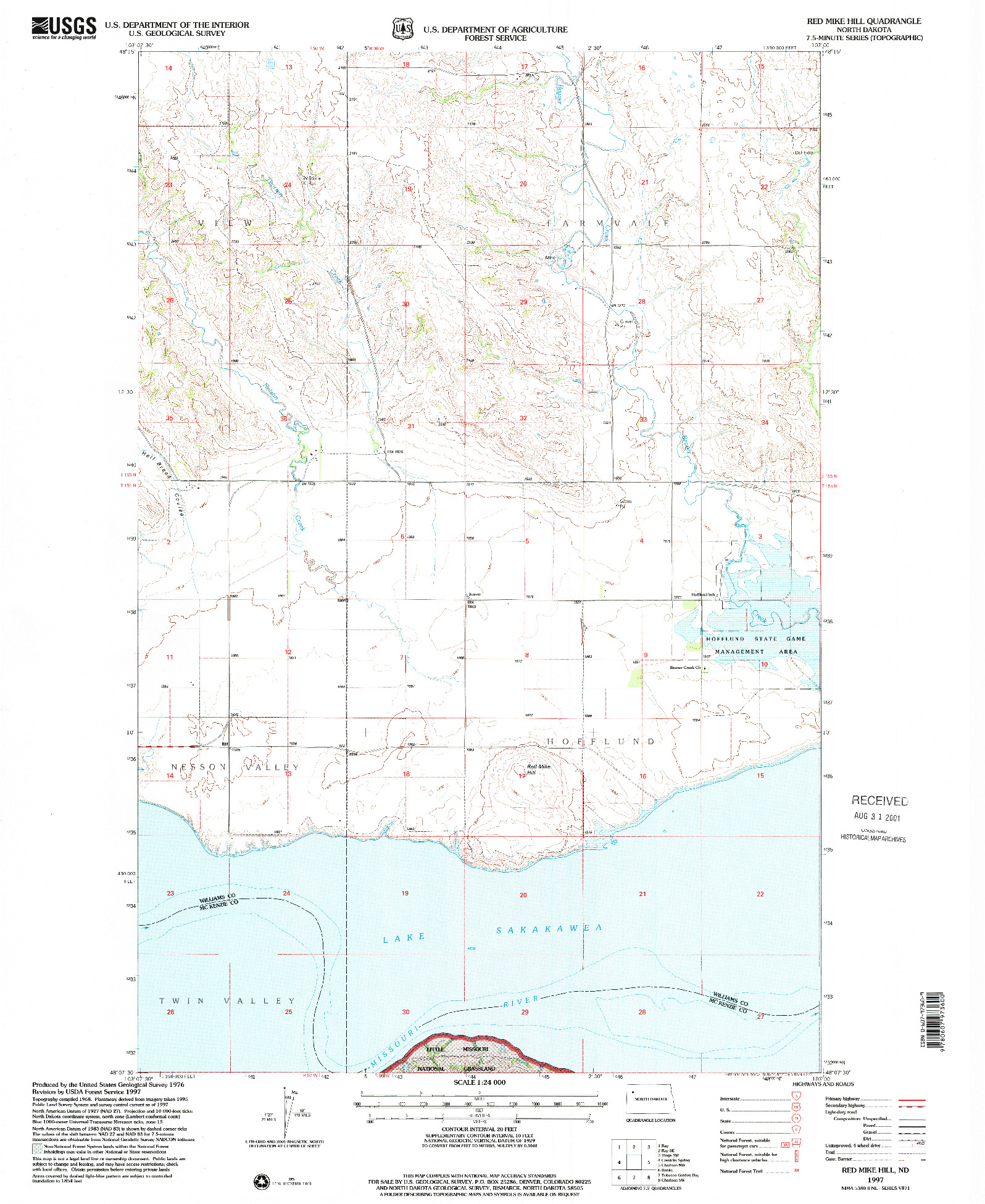 USGS 1:24000-SCALE QUADRANGLE FOR RED MIKE HILL, ND 1997