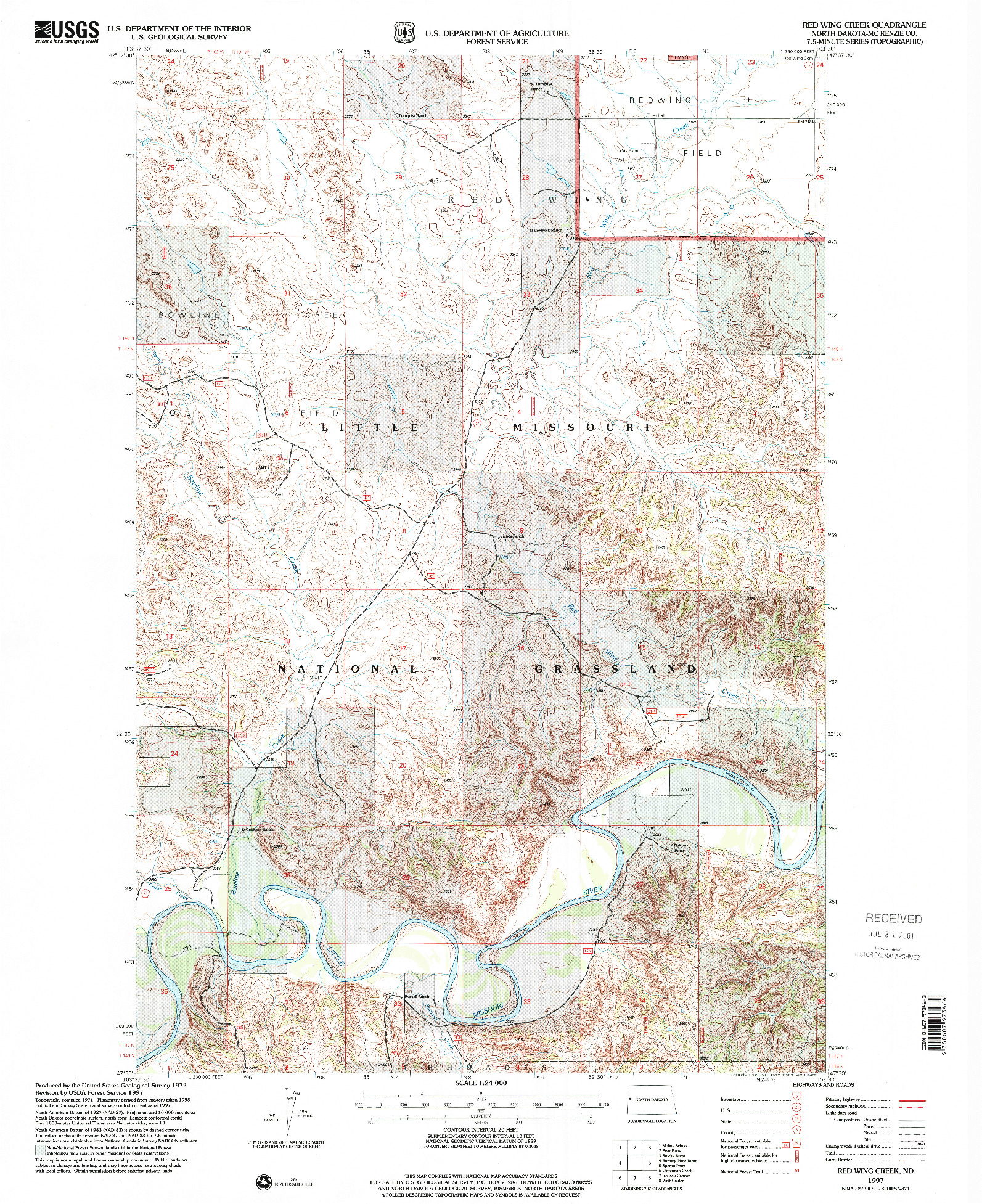 USGS 1:24000-SCALE QUADRANGLE FOR RED WING CREEK, ND 1997