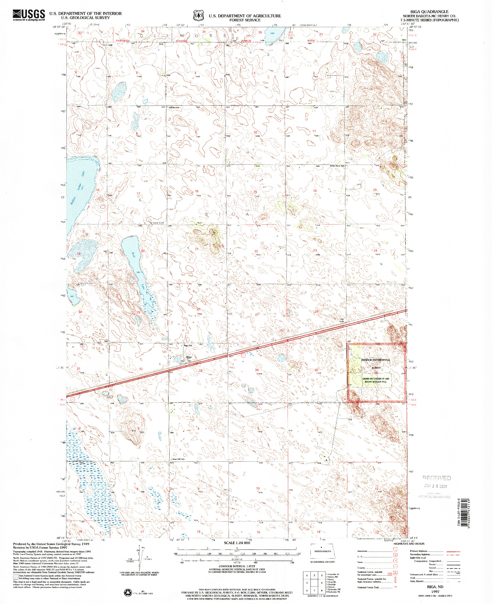 USGS 1:24000-SCALE QUADRANGLE FOR RIGA, ND 1997