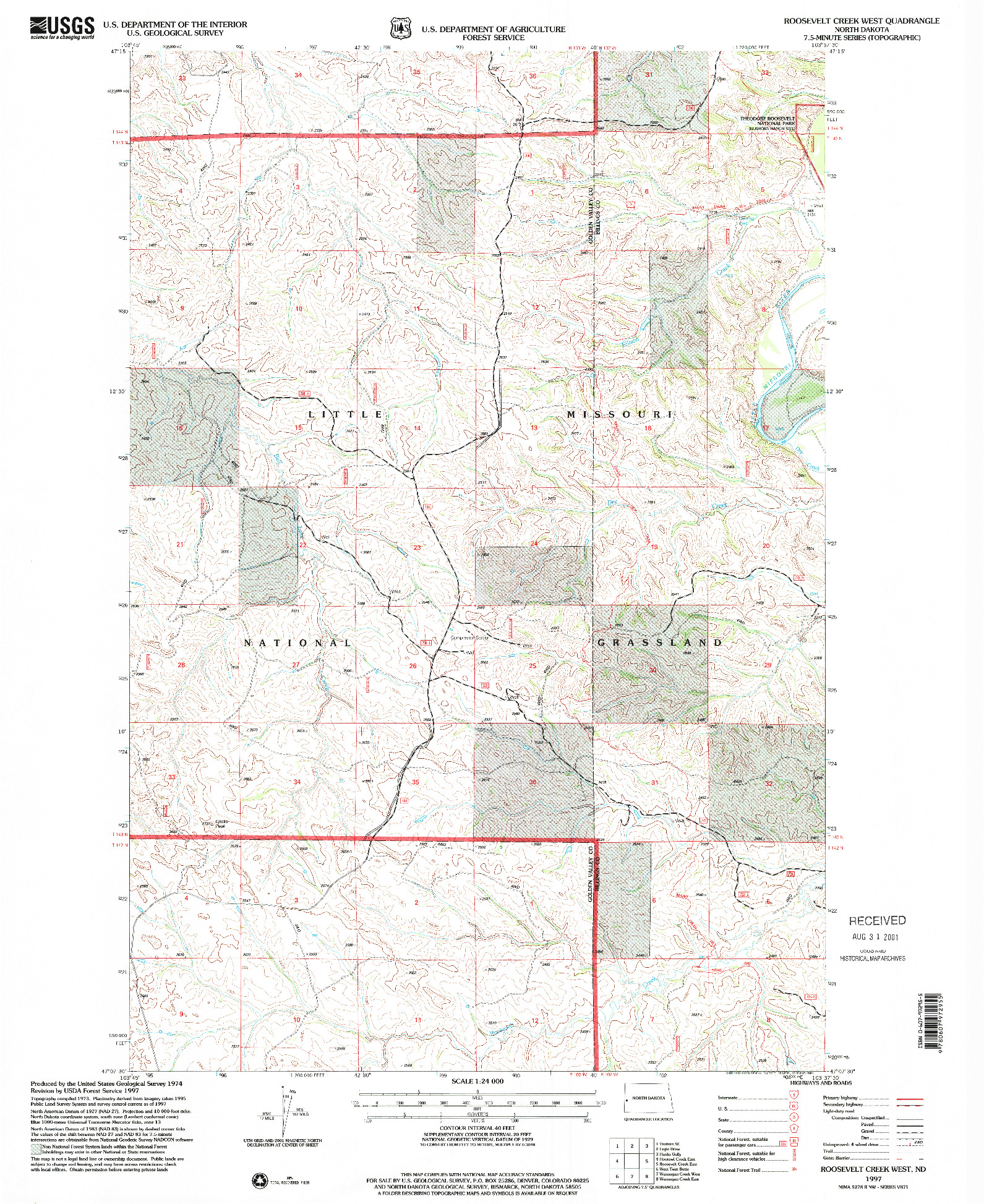 USGS 1:24000-SCALE QUADRANGLE FOR ROOSEVELT CREEK WEST, ND 1997