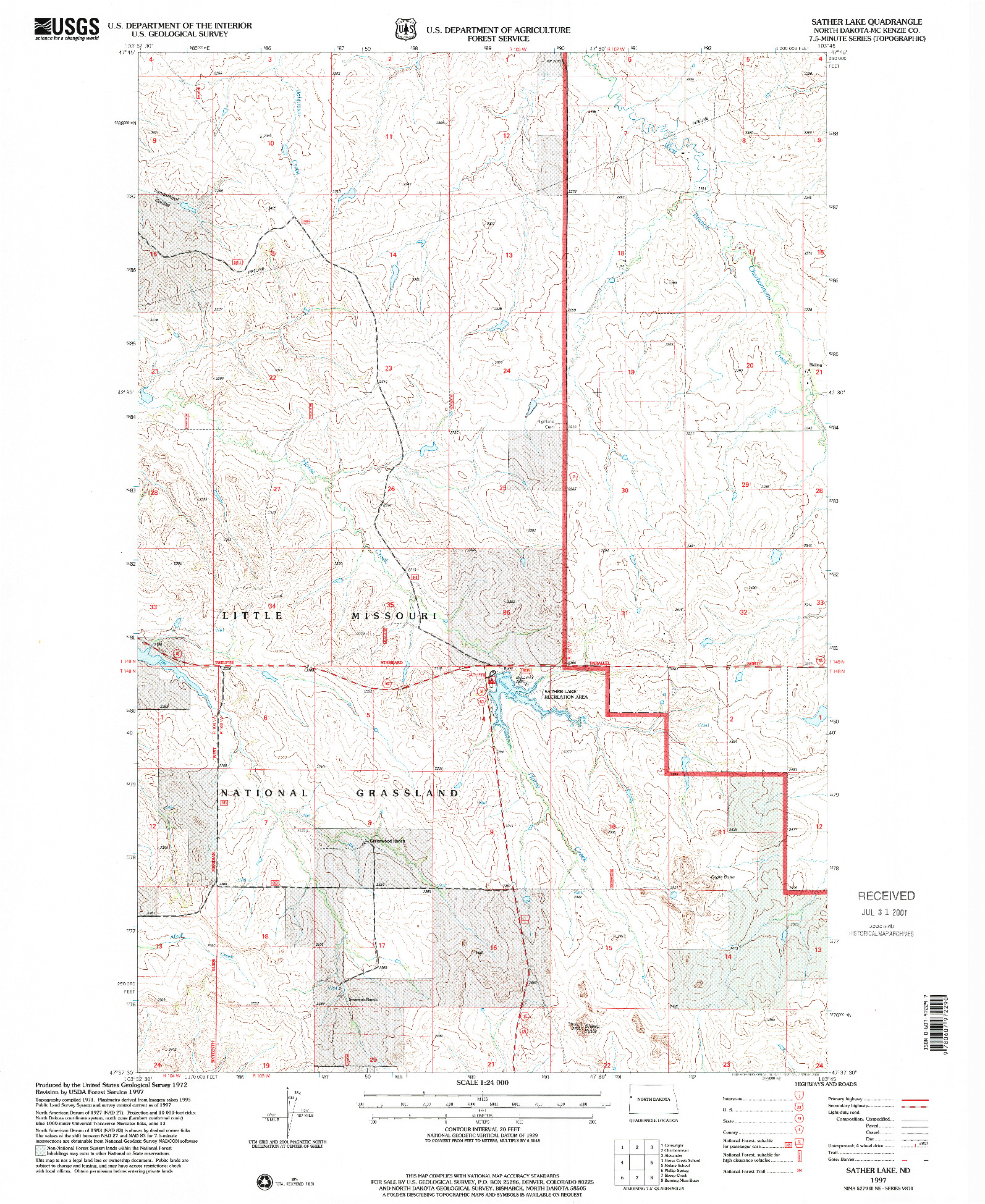 USGS 1:24000-SCALE QUADRANGLE FOR SATHER LAKE, ND 1997
