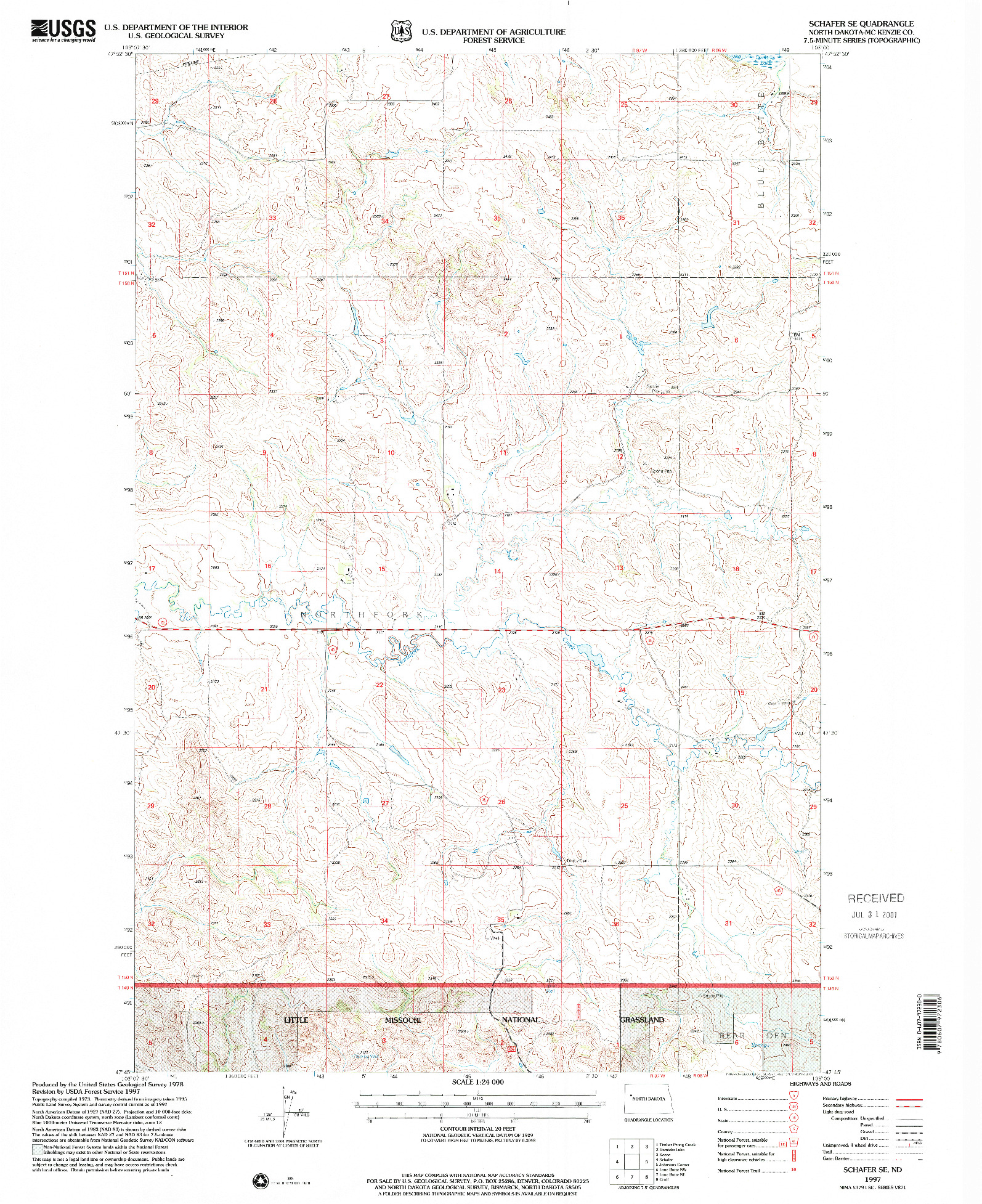 USGS 1:24000-SCALE QUADRANGLE FOR SCHAFER SE, ND 1997