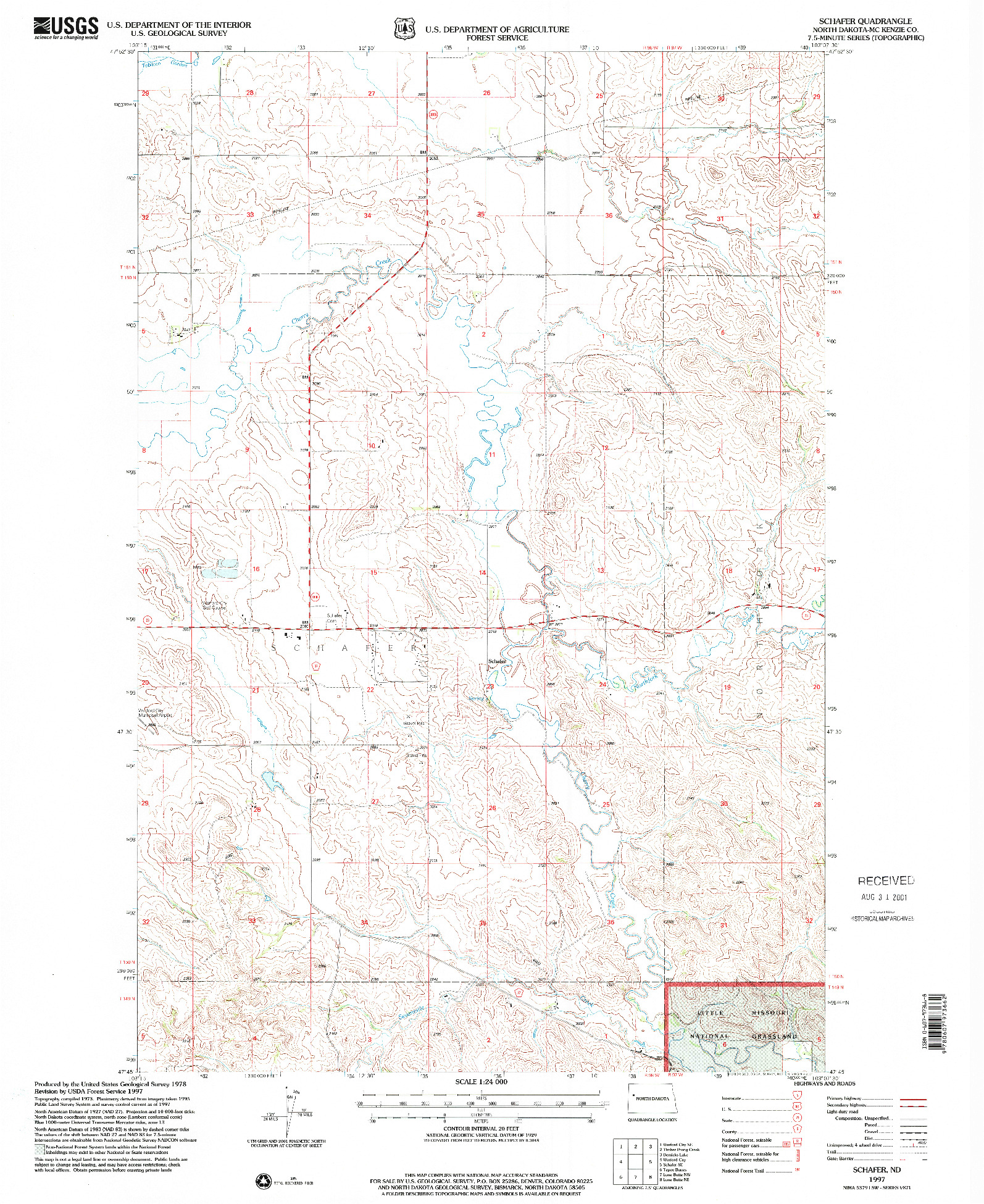 USGS 1:24000-SCALE QUADRANGLE FOR SCHAFER, ND 1997