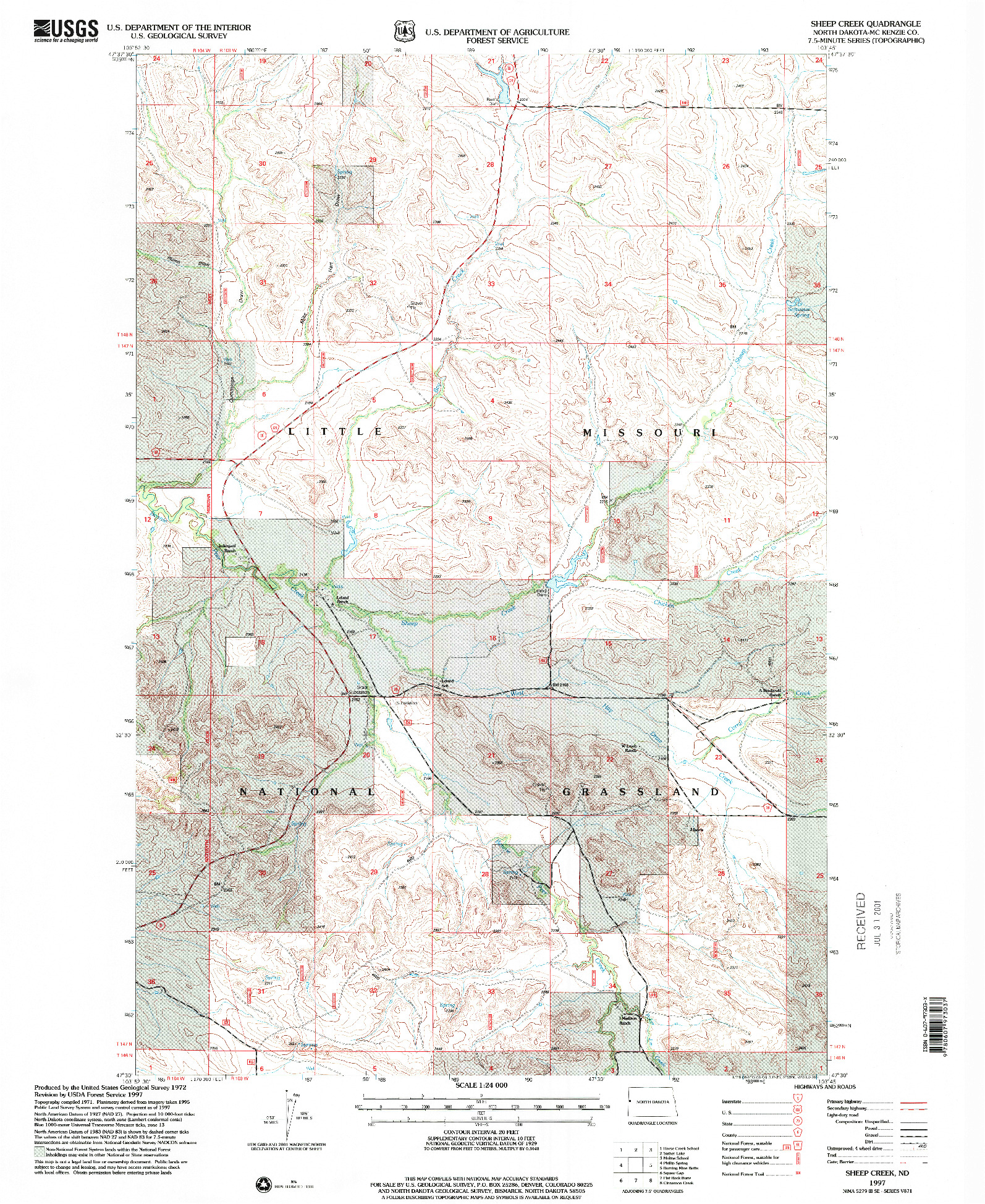 USGS 1:24000-SCALE QUADRANGLE FOR SHEEP CREEK, ND 1997