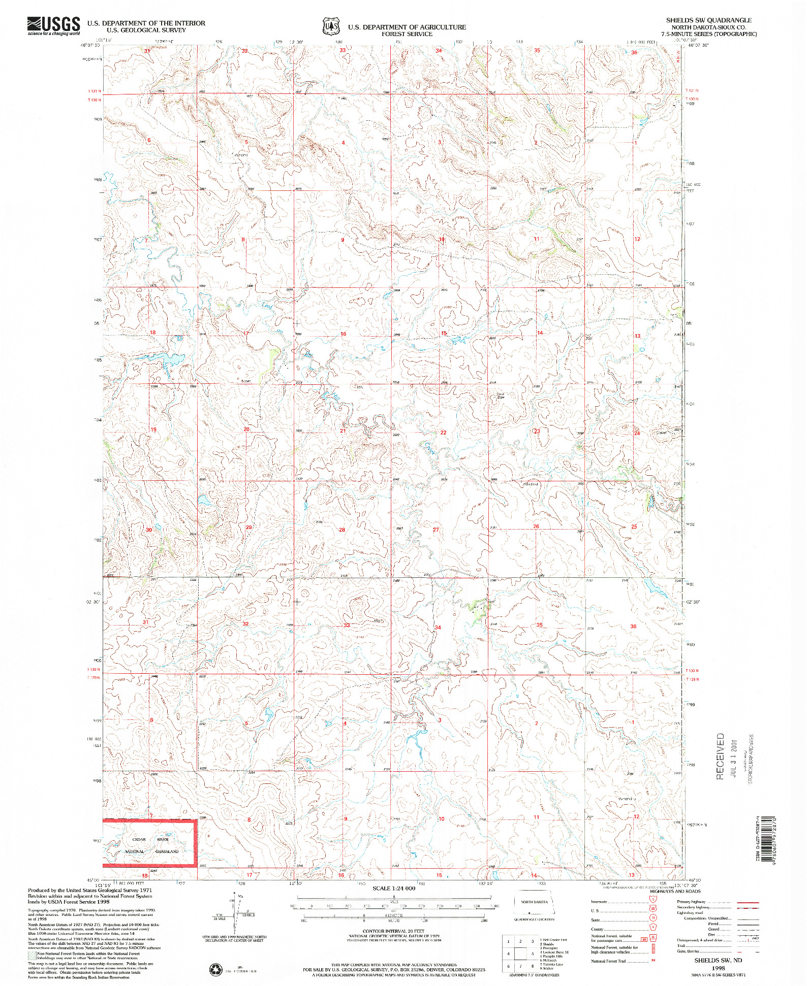 USGS 1:24000-SCALE QUADRANGLE FOR SHIELDS SW, ND 1998