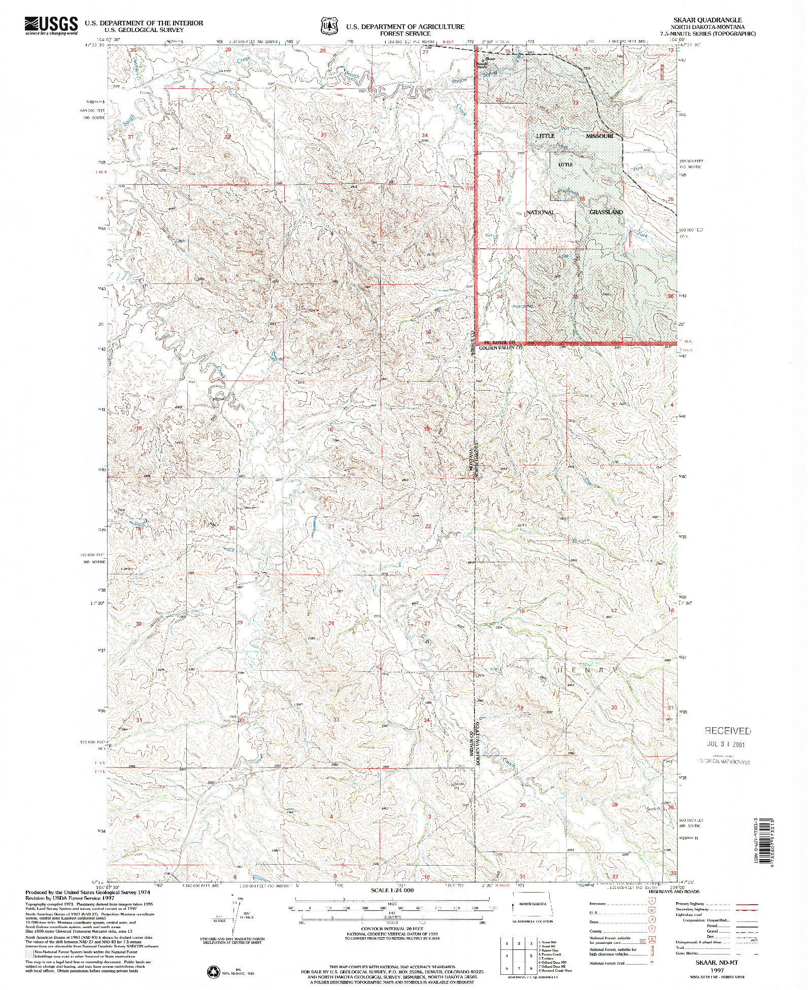 USGS 1:24000-SCALE QUADRANGLE FOR SKAAR, ND 1997