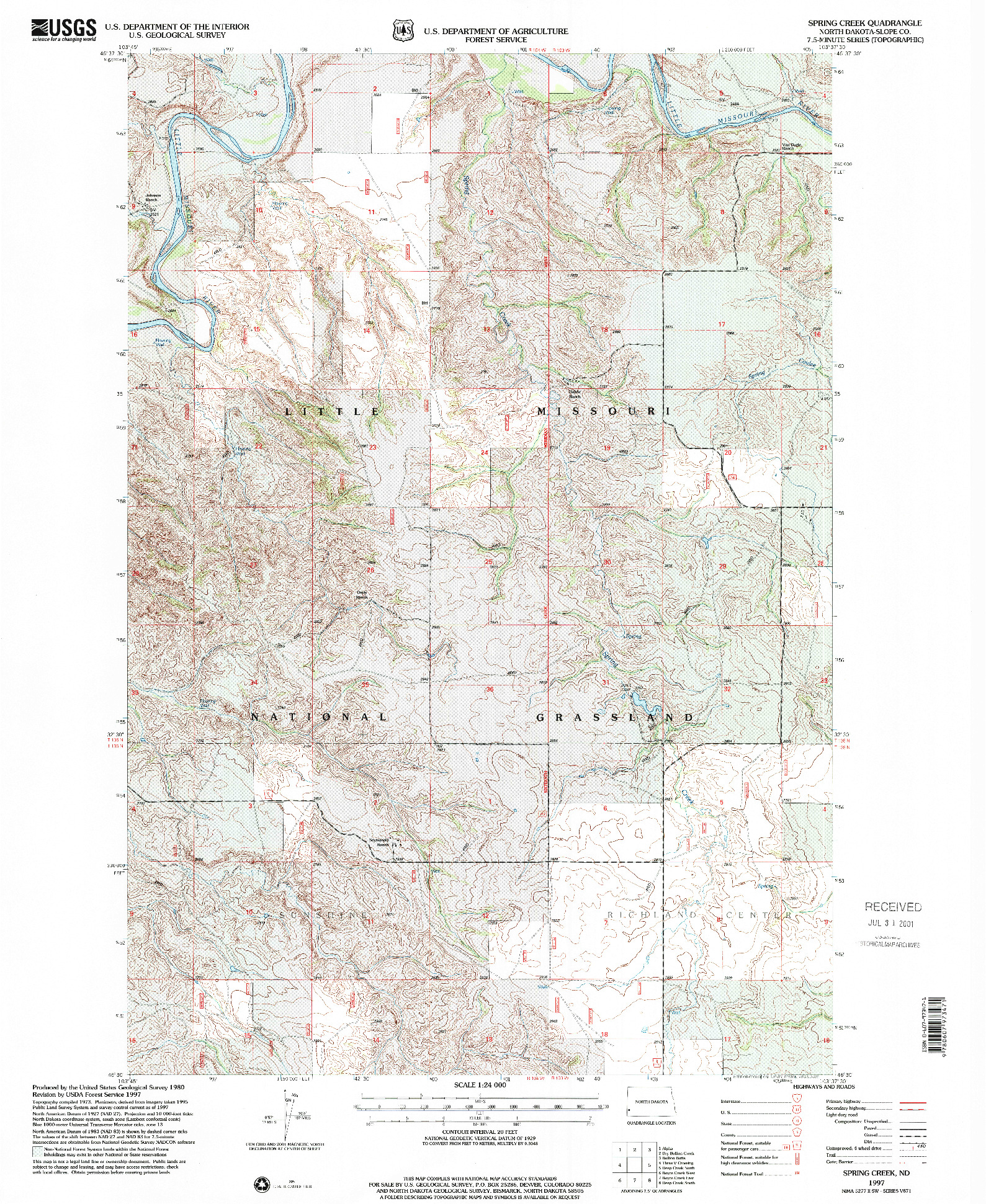 USGS 1:24000-SCALE QUADRANGLE FOR SPRING CREEK, ND 1997