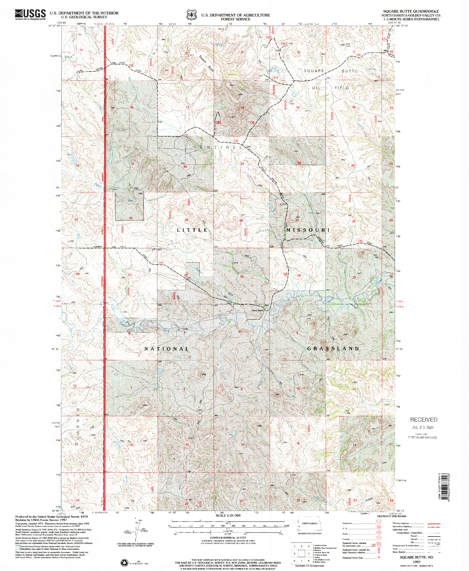 USGS 1:24000-SCALE QUADRANGLE FOR SQUARE BUTTE, ND 1997