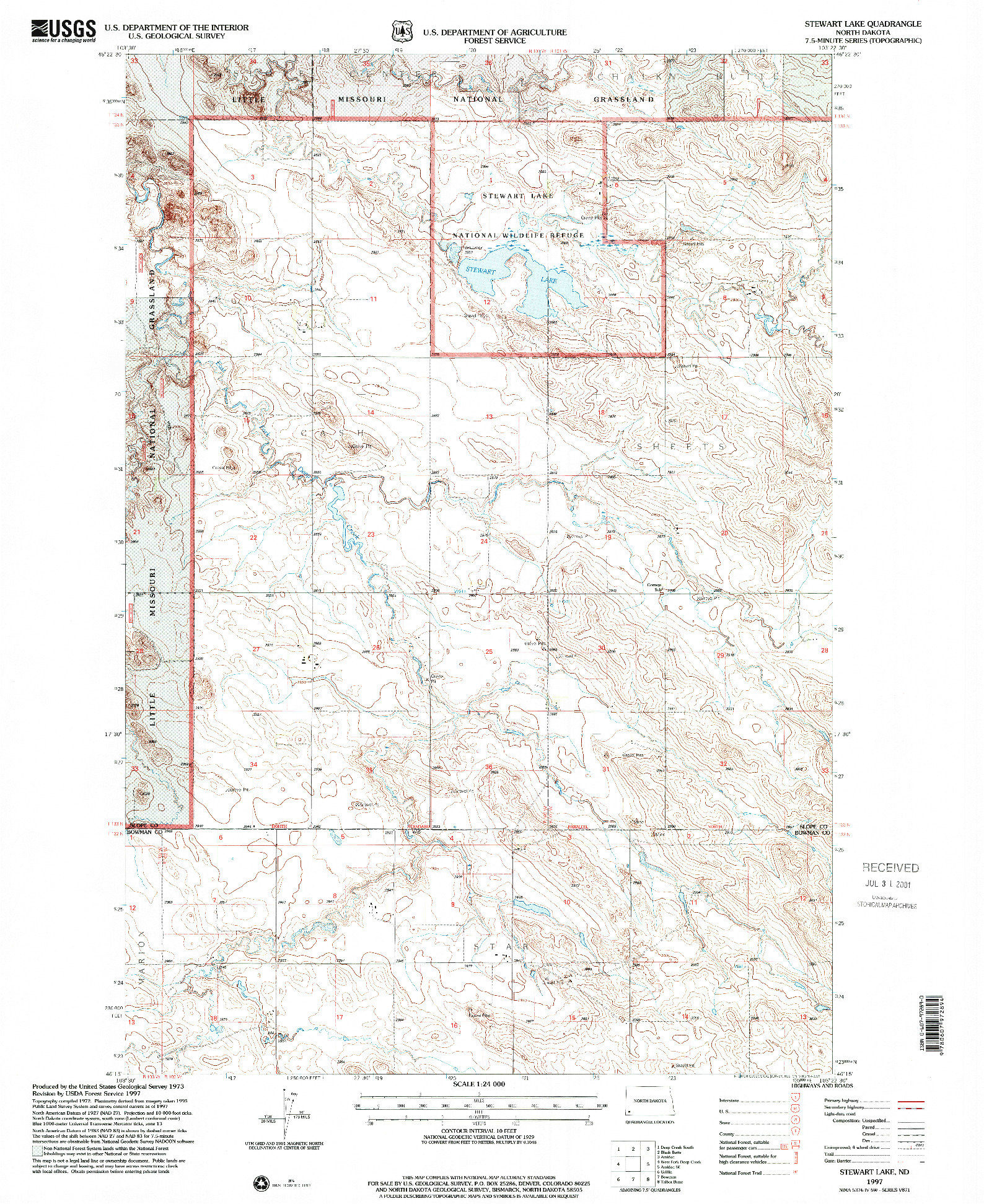 USGS 1:24000-SCALE QUADRANGLE FOR STEWART LAKE, ND 1997