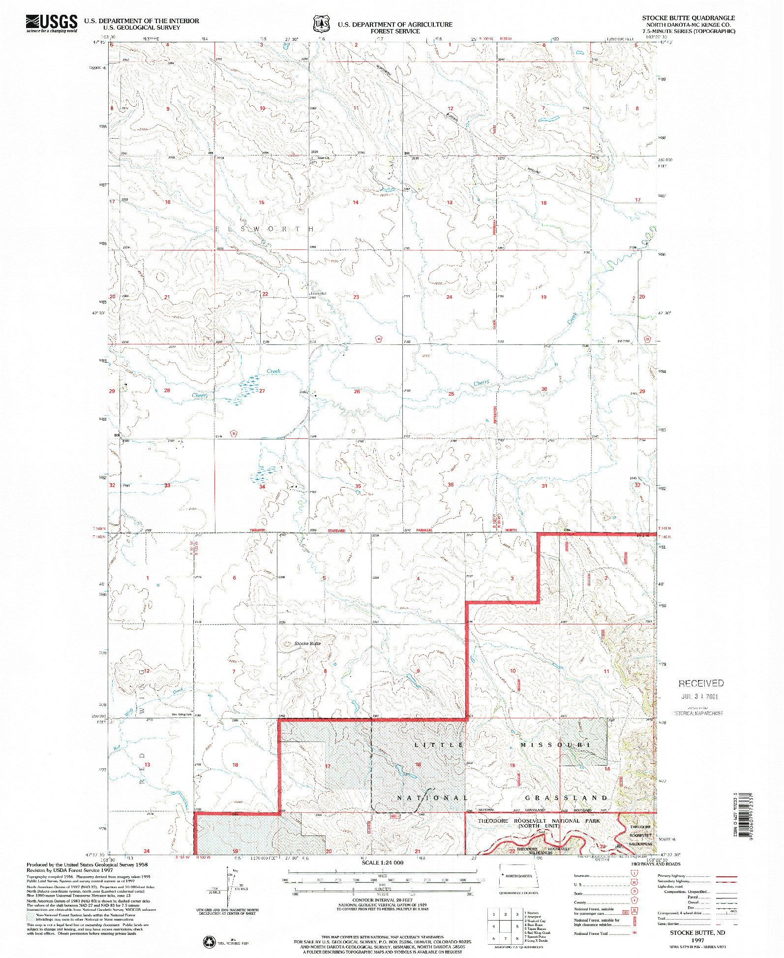 USGS 1:24000-SCALE QUADRANGLE FOR STOCKE BUTTE, ND 1997