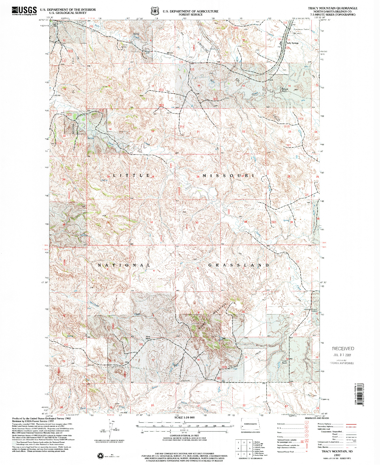 USGS 1:24000-SCALE QUADRANGLE FOR TRACY MOUNTAIN, ND 1997