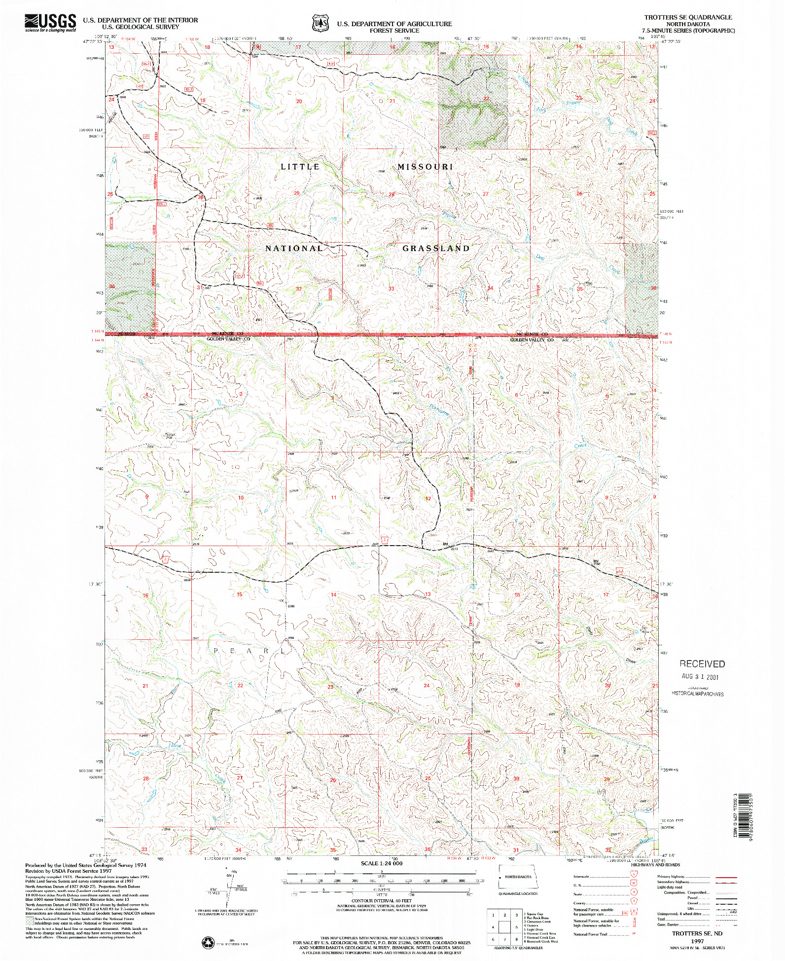 USGS 1:24000-SCALE QUADRANGLE FOR TROTTERS SE, ND 1997