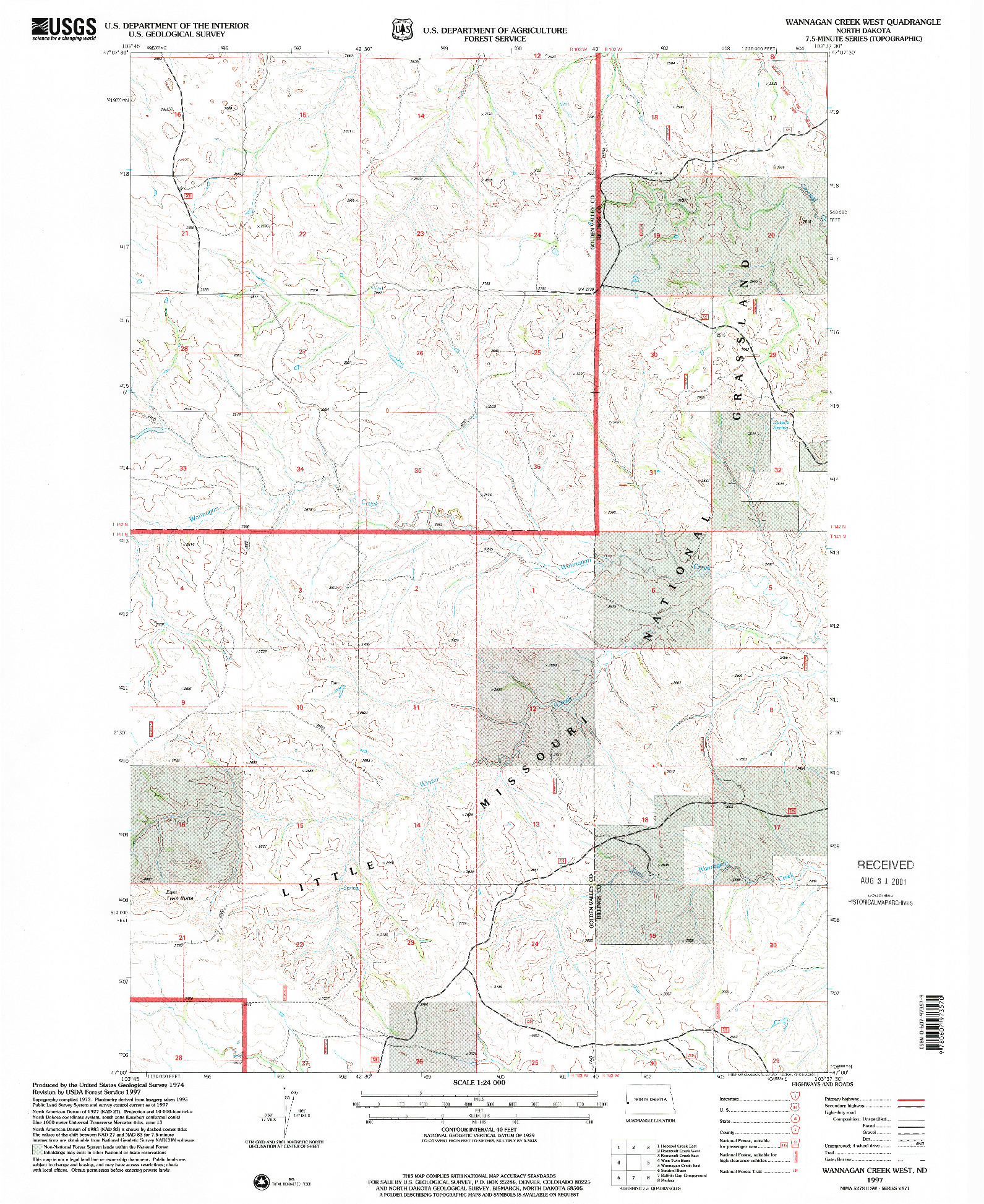 USGS 1:24000-SCALE QUADRANGLE FOR WANNAGAN CREEK WEST, ND 1997