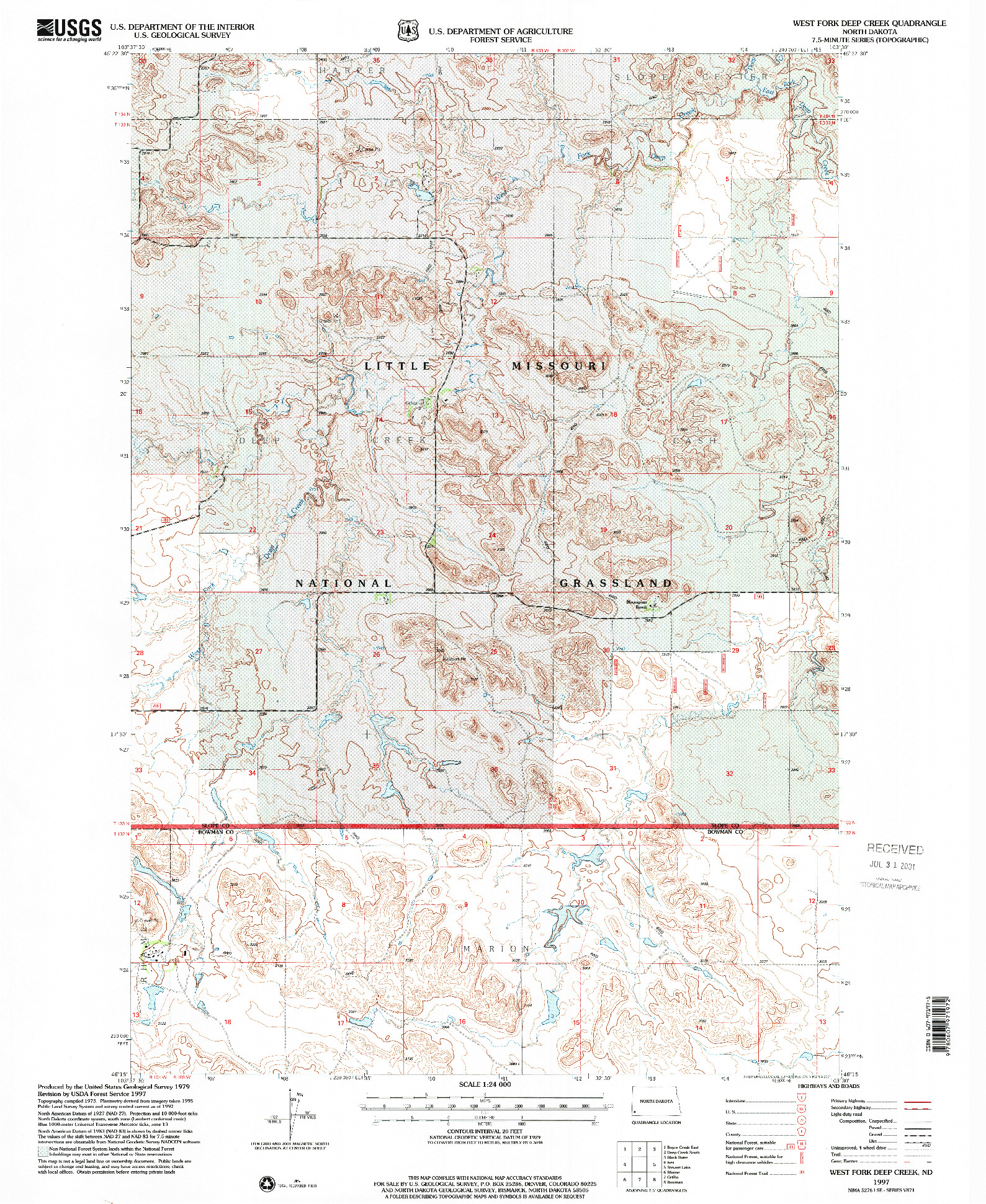 USGS 1:24000-SCALE QUADRANGLE FOR WEST FORK DEEP CREEK, ND 1997