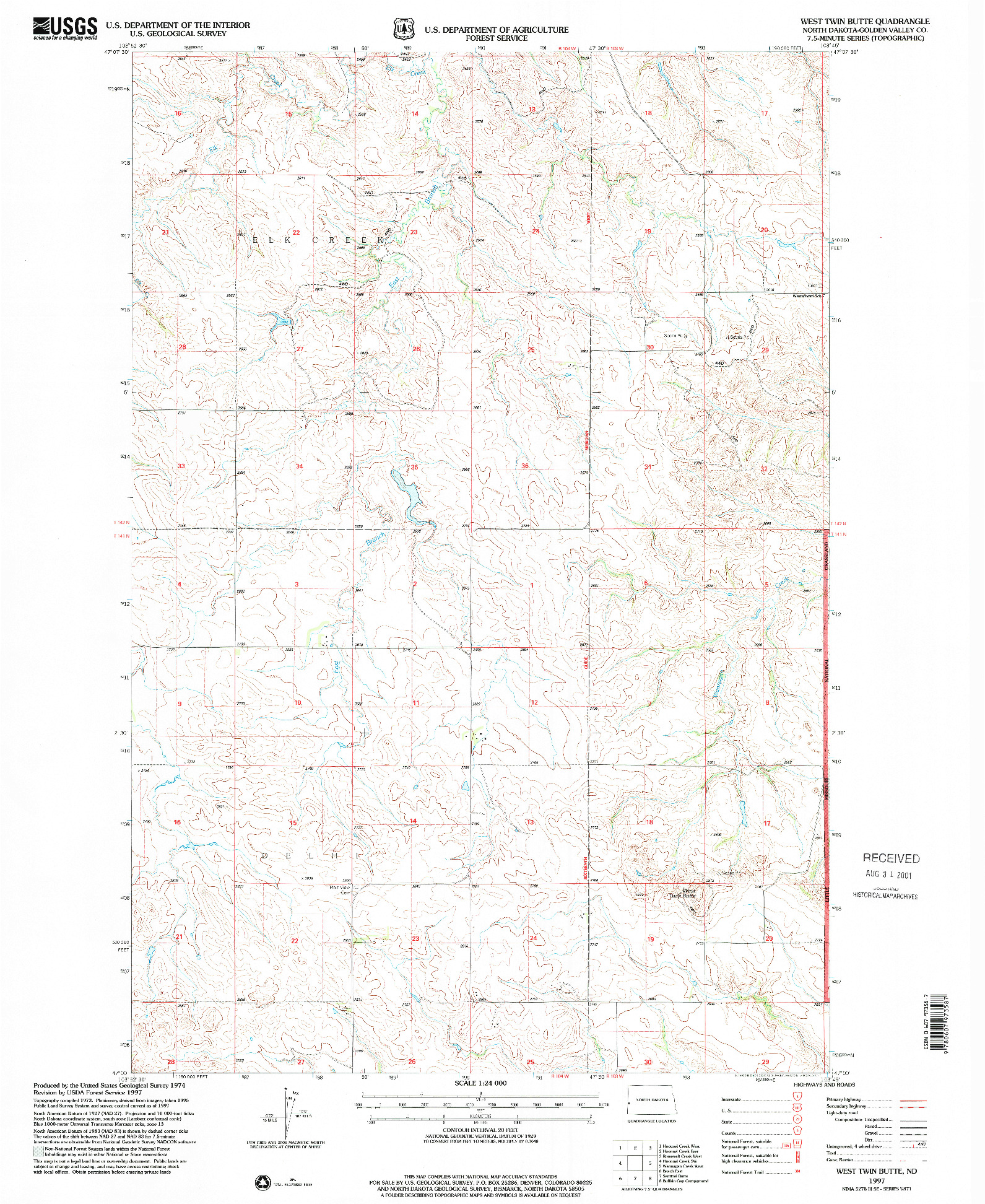 USGS 1:24000-SCALE QUADRANGLE FOR WEST TWIN BUTTE, ND 1997