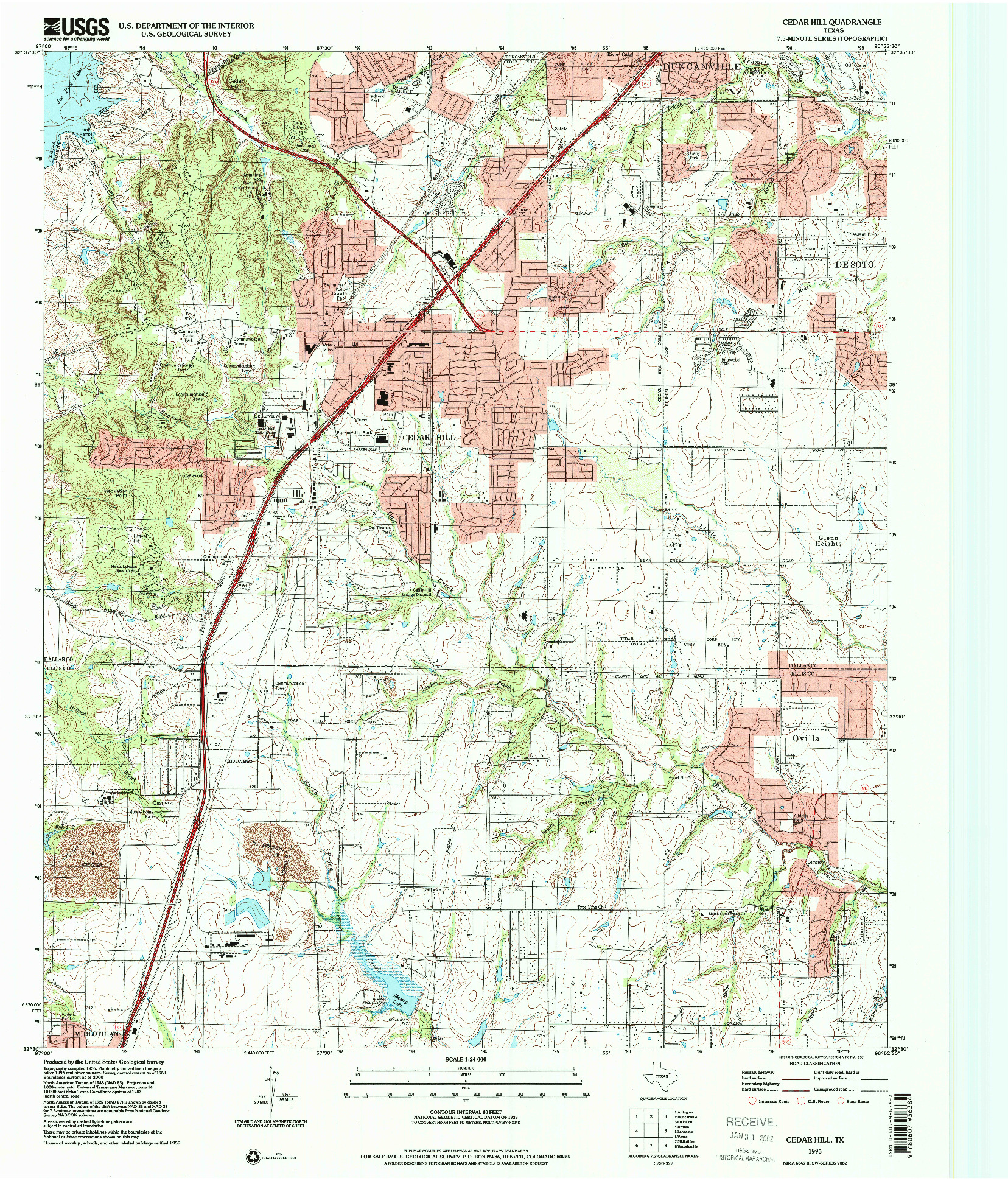 USGS 1:24000-SCALE QUADRANGLE FOR CEDAR HILL, TX 1995