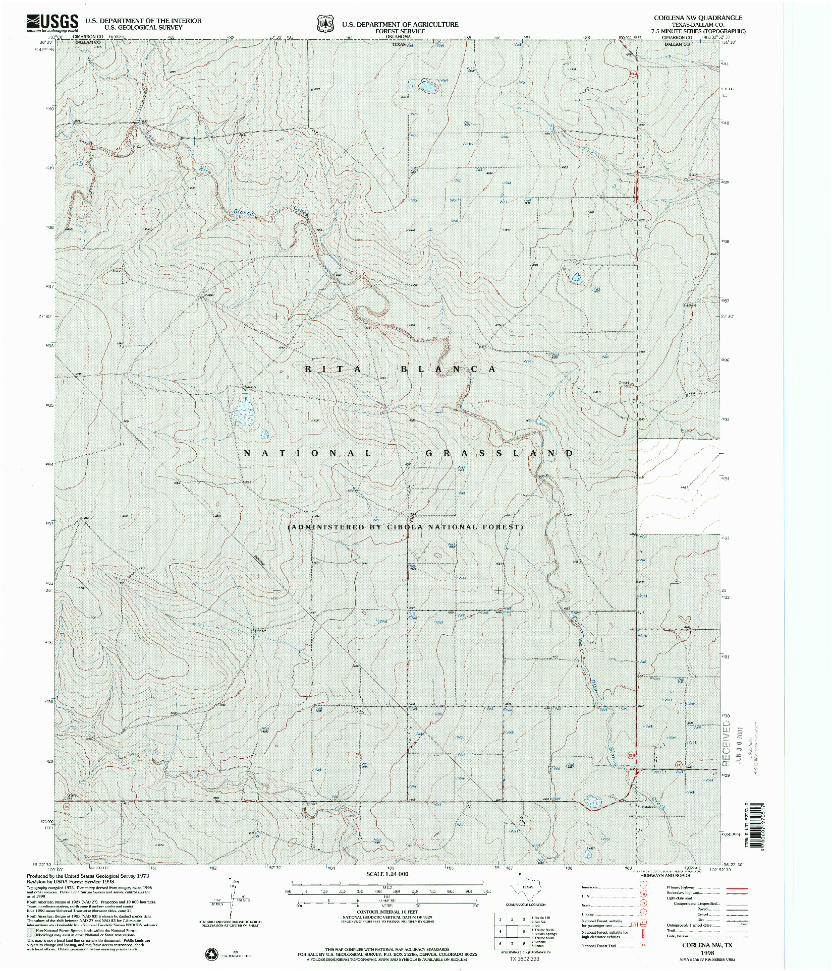 USGS 1:24000-SCALE QUADRANGLE FOR CORLENA NW, TX 1998