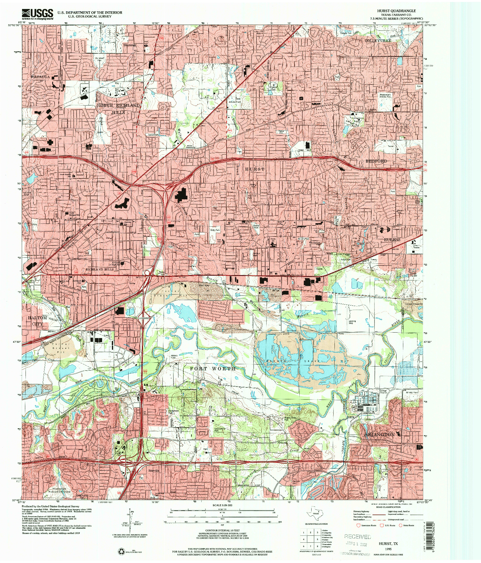 USGS 1:24000-SCALE QUADRANGLE FOR HURST, TX 1995