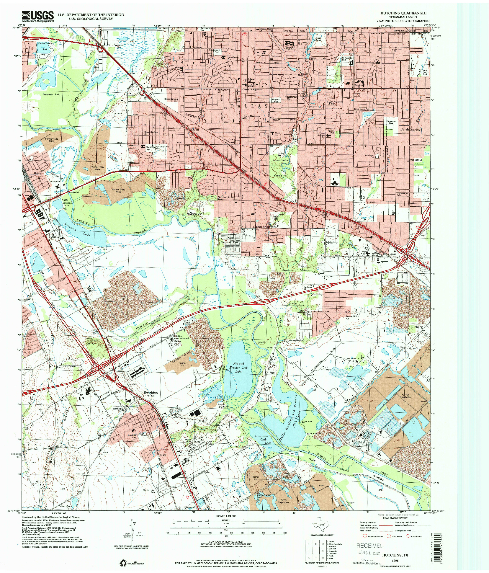 USGS 1:24000-SCALE QUADRANGLE FOR HUTCHINS, TX 1995
