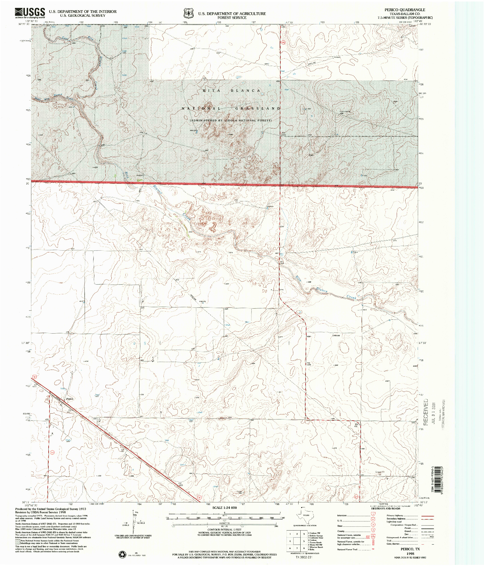 USGS 1:24000-SCALE QUADRANGLE FOR PERICO, TX 1998