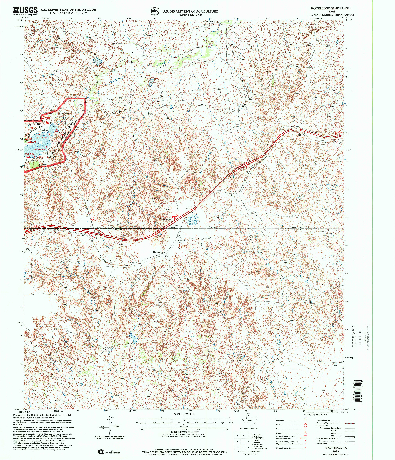 USGS 1:24000-SCALE QUADRANGLE FOR ROCKLEDGE, TX 1998