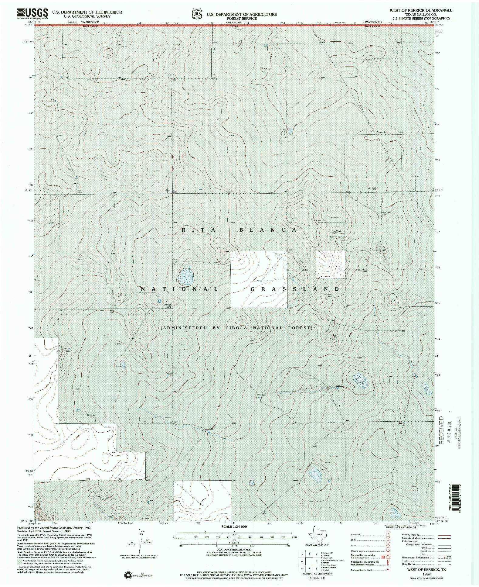 USGS 1:24000-SCALE QUADRANGLE FOR WEST OF KERRICK, TX 1998
