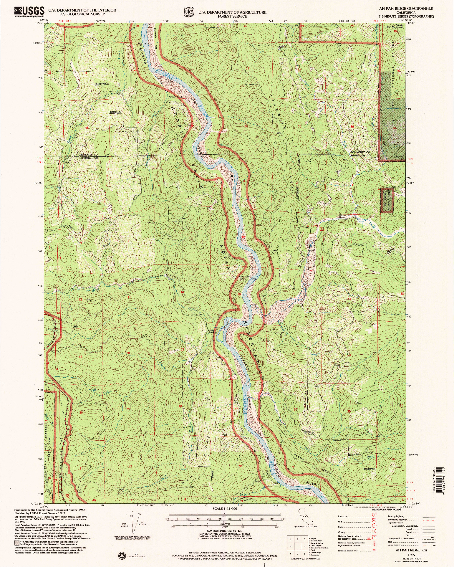 USGS 1:24000-SCALE QUADRANGLE FOR AH PAH RIDGE, CA 1997