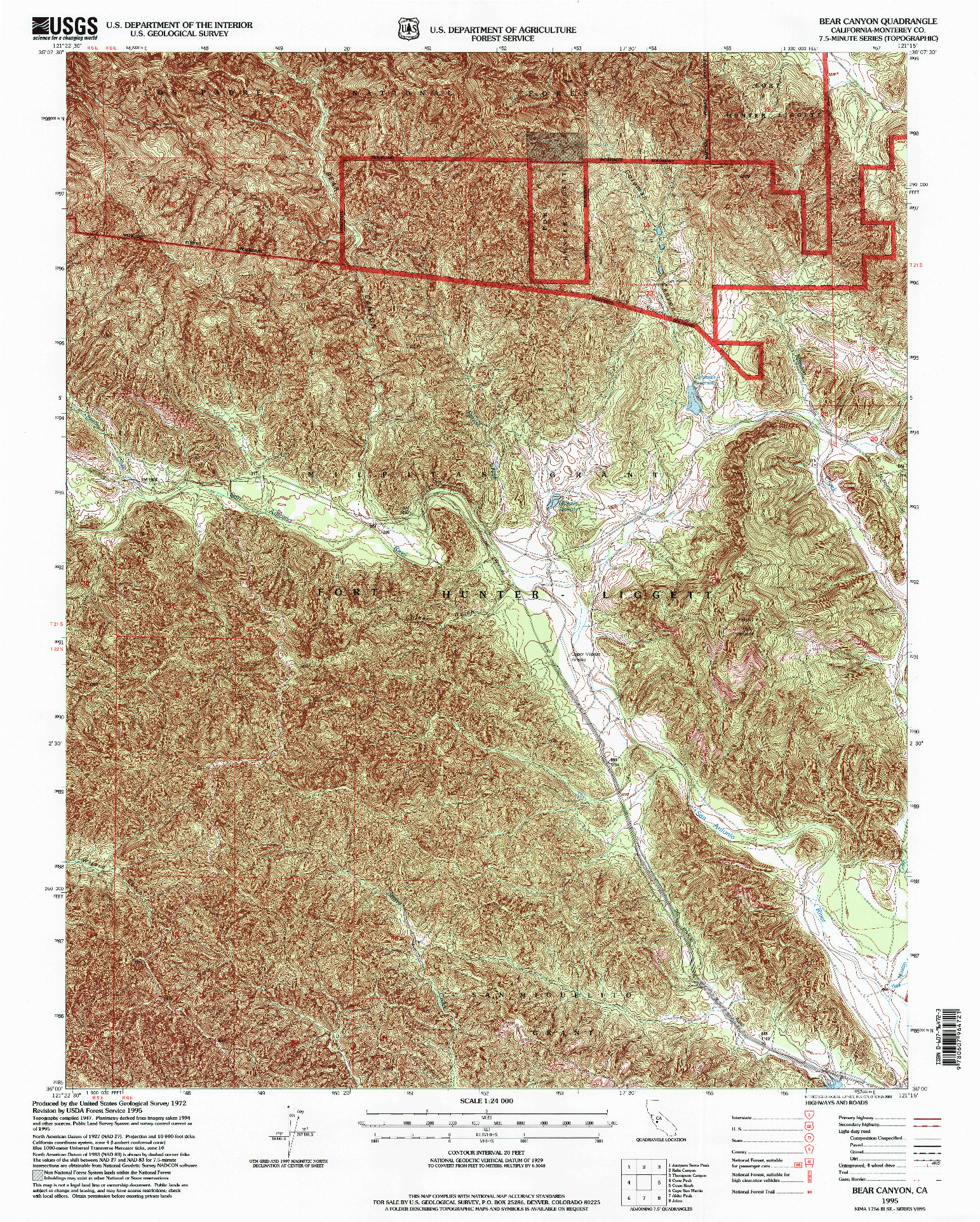 USGS 1:24000-SCALE QUADRANGLE FOR BEAR CANYON, CA 1995