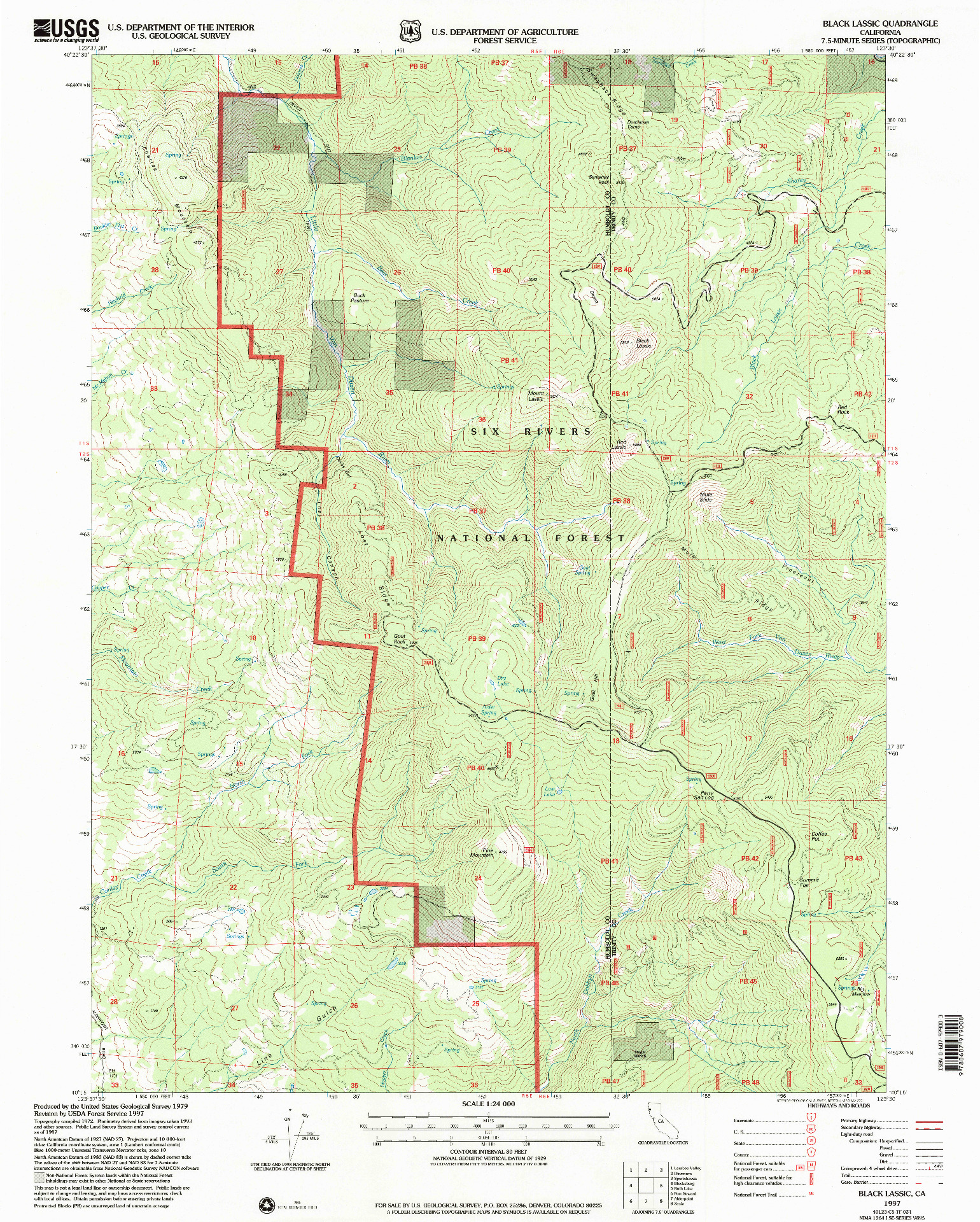 USGS 1:24000-SCALE QUADRANGLE FOR BLACK LASSIC, CA 1997