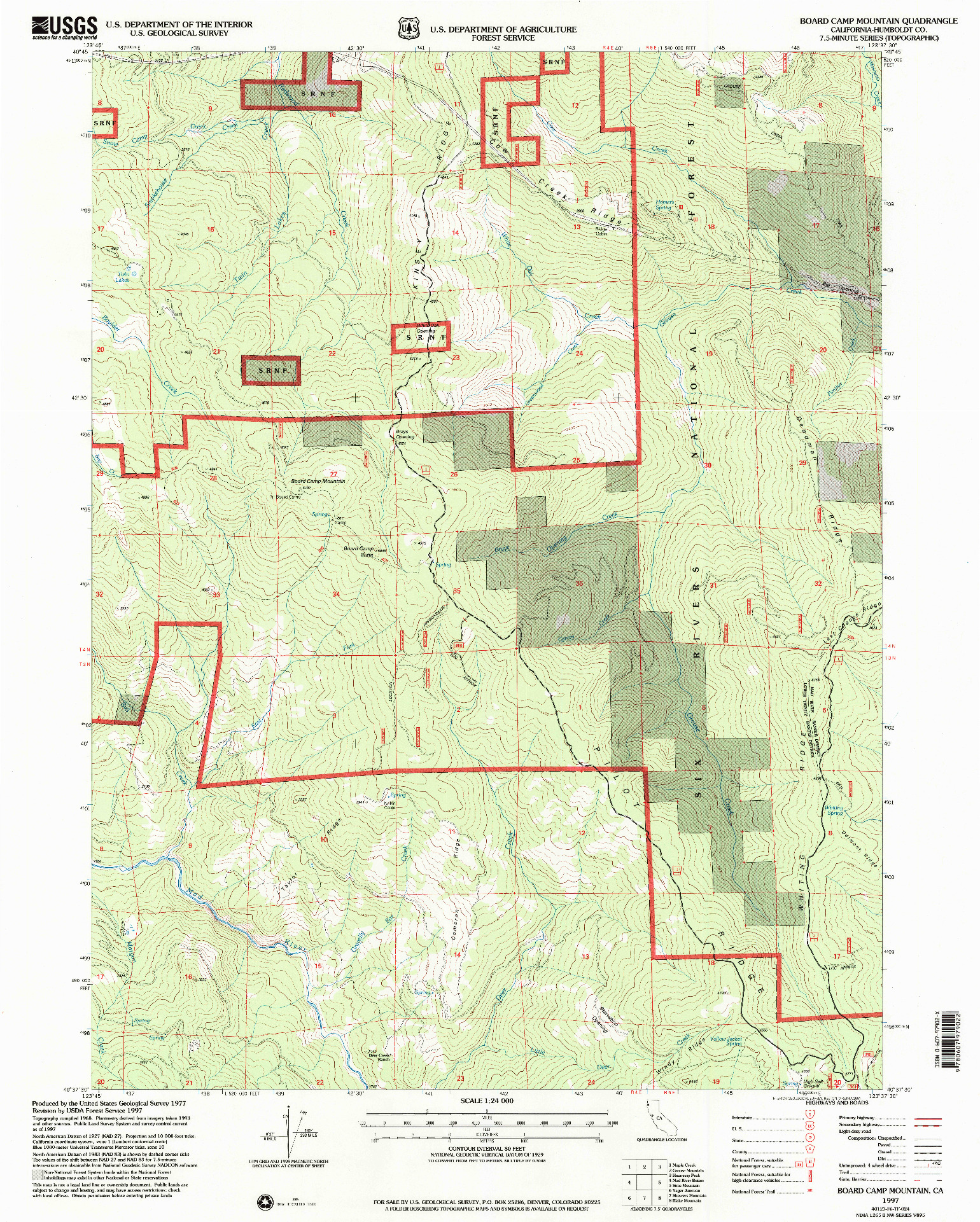 USGS 1:24000-SCALE QUADRANGLE FOR BOARD CAMP MOUNTAIN, CA 1997