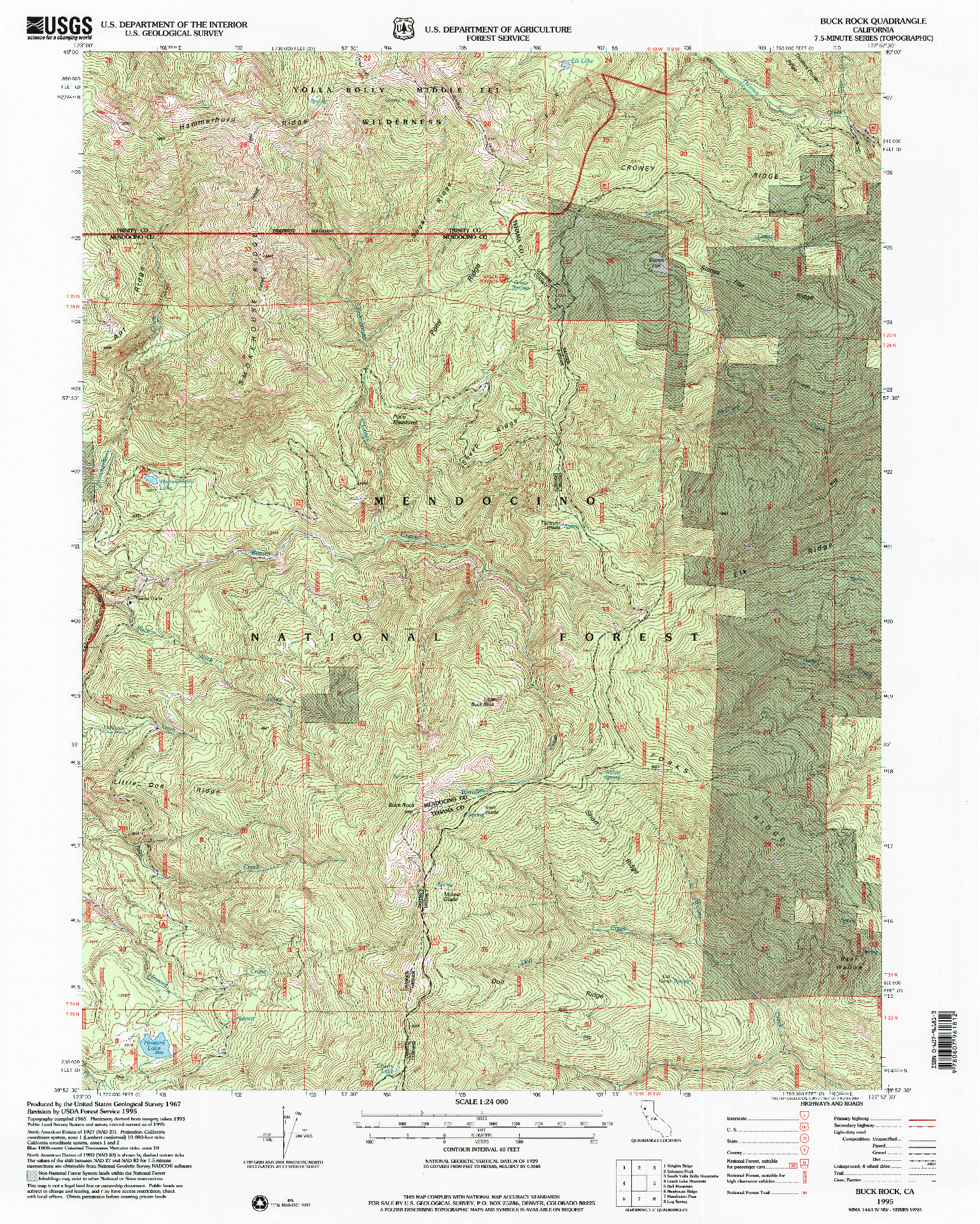 USGS 1:24000-SCALE QUADRANGLE FOR BUCK ROCK, CA 1995