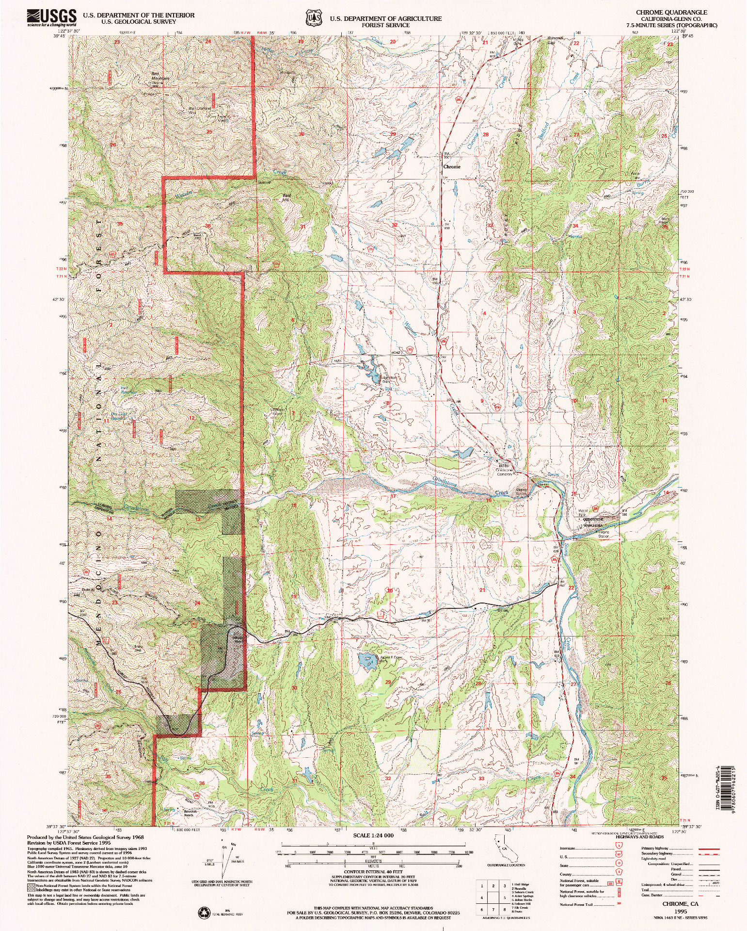 USGS 1:24000-SCALE QUADRANGLE FOR CHROME, CA 1995
