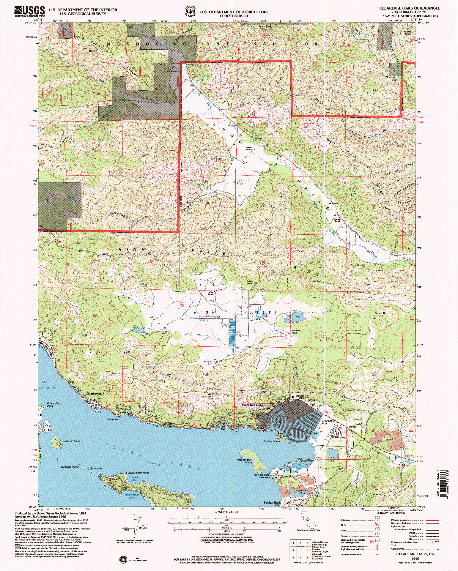 USGS 1:24000-SCALE QUADRANGLE FOR CLEARLAKE OAKS, CA 1996