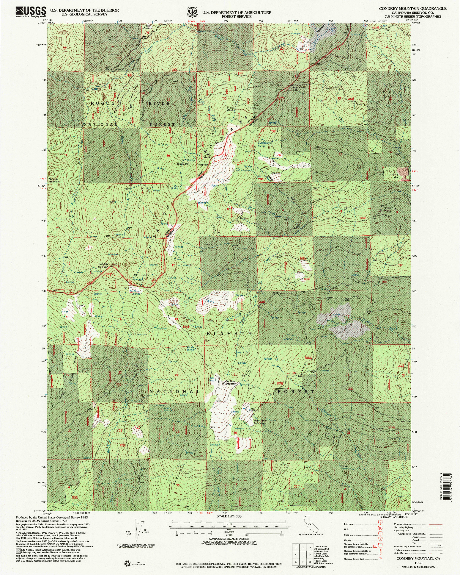 USGS 1:24000-SCALE QUADRANGLE FOR CONDREY MOUNTAIN, CA 1998