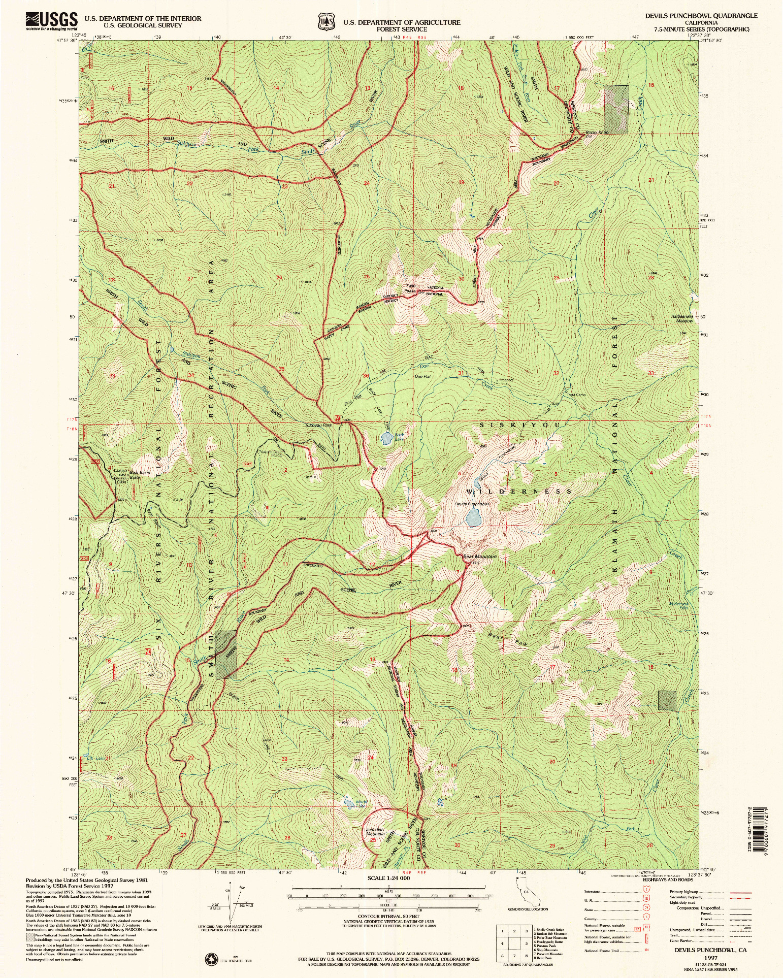 USGS 1:24000-SCALE QUADRANGLE FOR DEVILS PUNCHBOWL, CA 1997