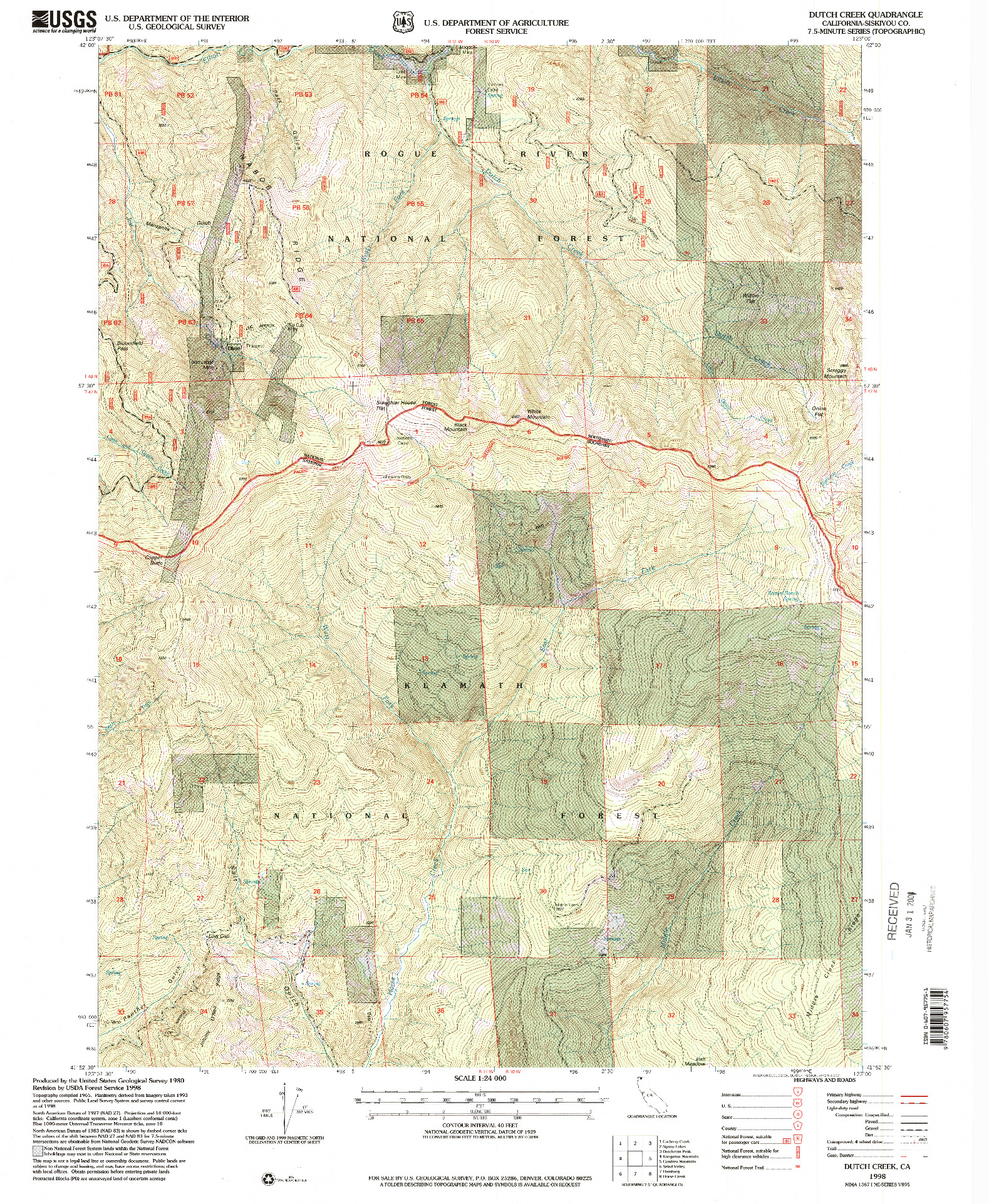 USGS 1:24000-SCALE QUADRANGLE FOR DUTCH CREEK, CA 1998