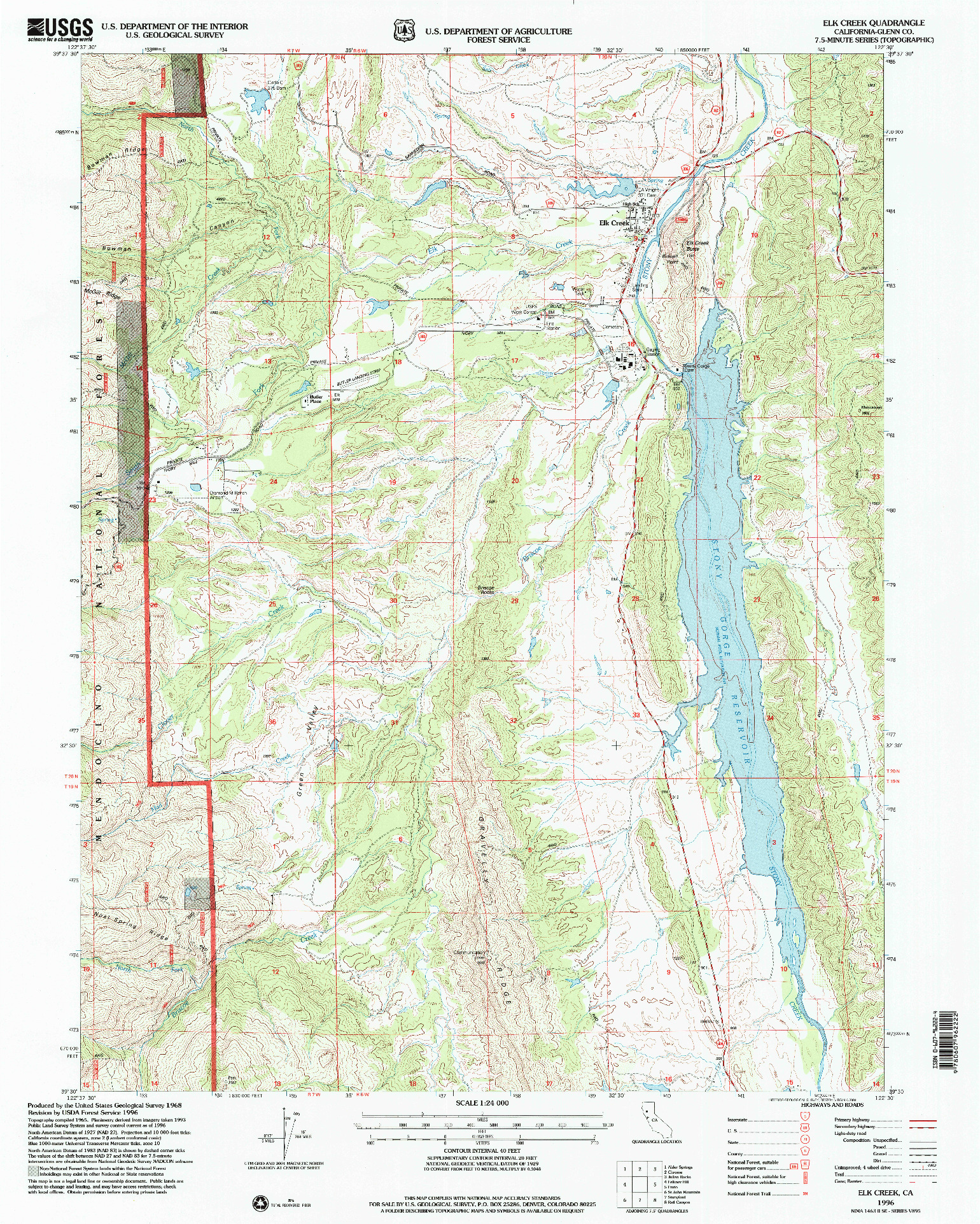USGS 1:24000-SCALE QUADRANGLE FOR ELK CREEK, CA 1996