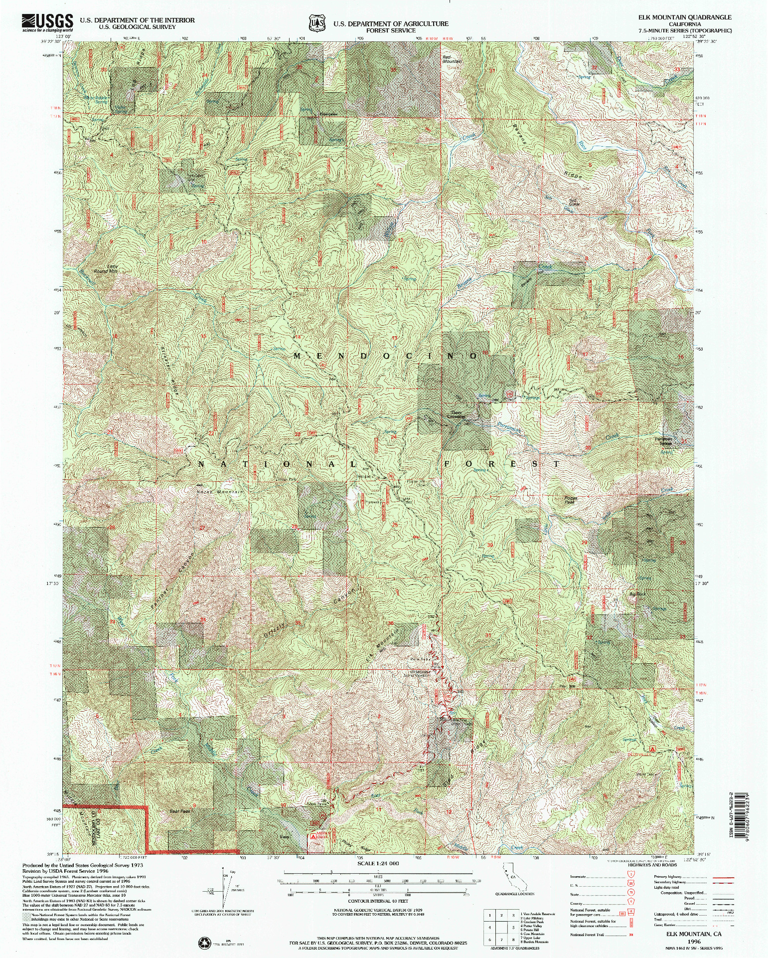 USGS 1:24000-SCALE QUADRANGLE FOR ELK MOUNTAIN, CA 1996