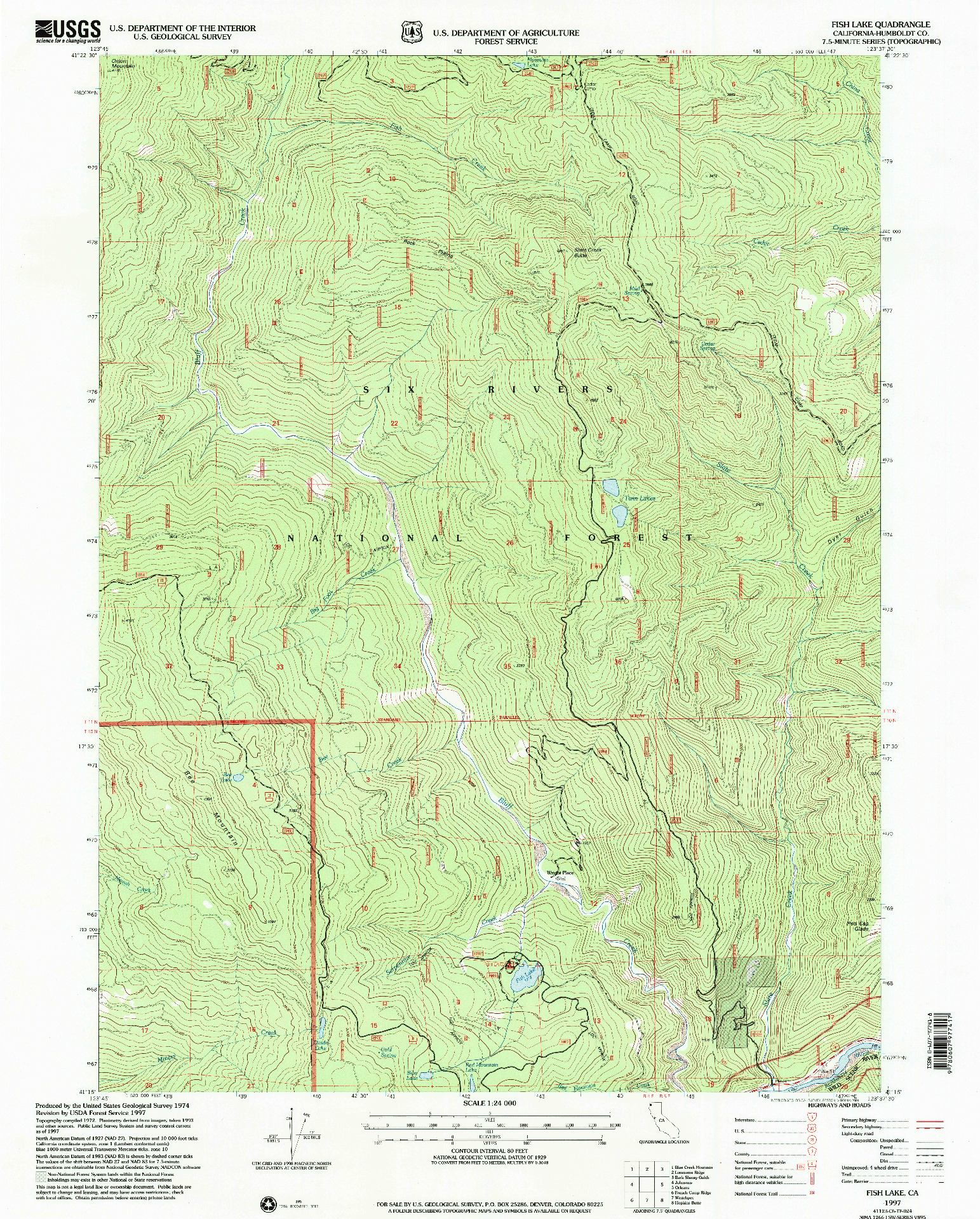 USGS 1:24000-SCALE QUADRANGLE FOR FISH LAKE, CA 1997