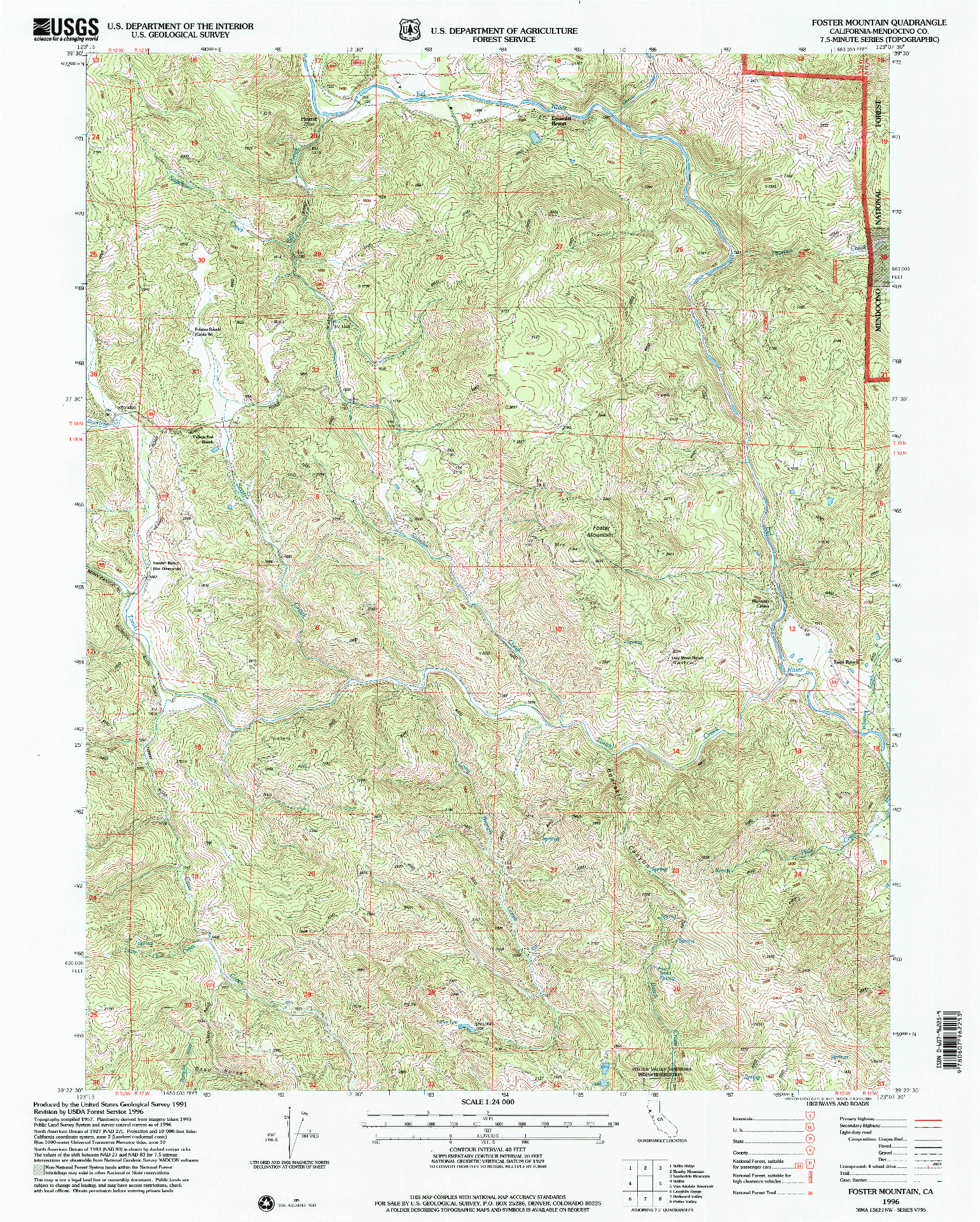 USGS 1:24000-SCALE QUADRANGLE FOR FOSTER MOUNTAIN, CA 1996